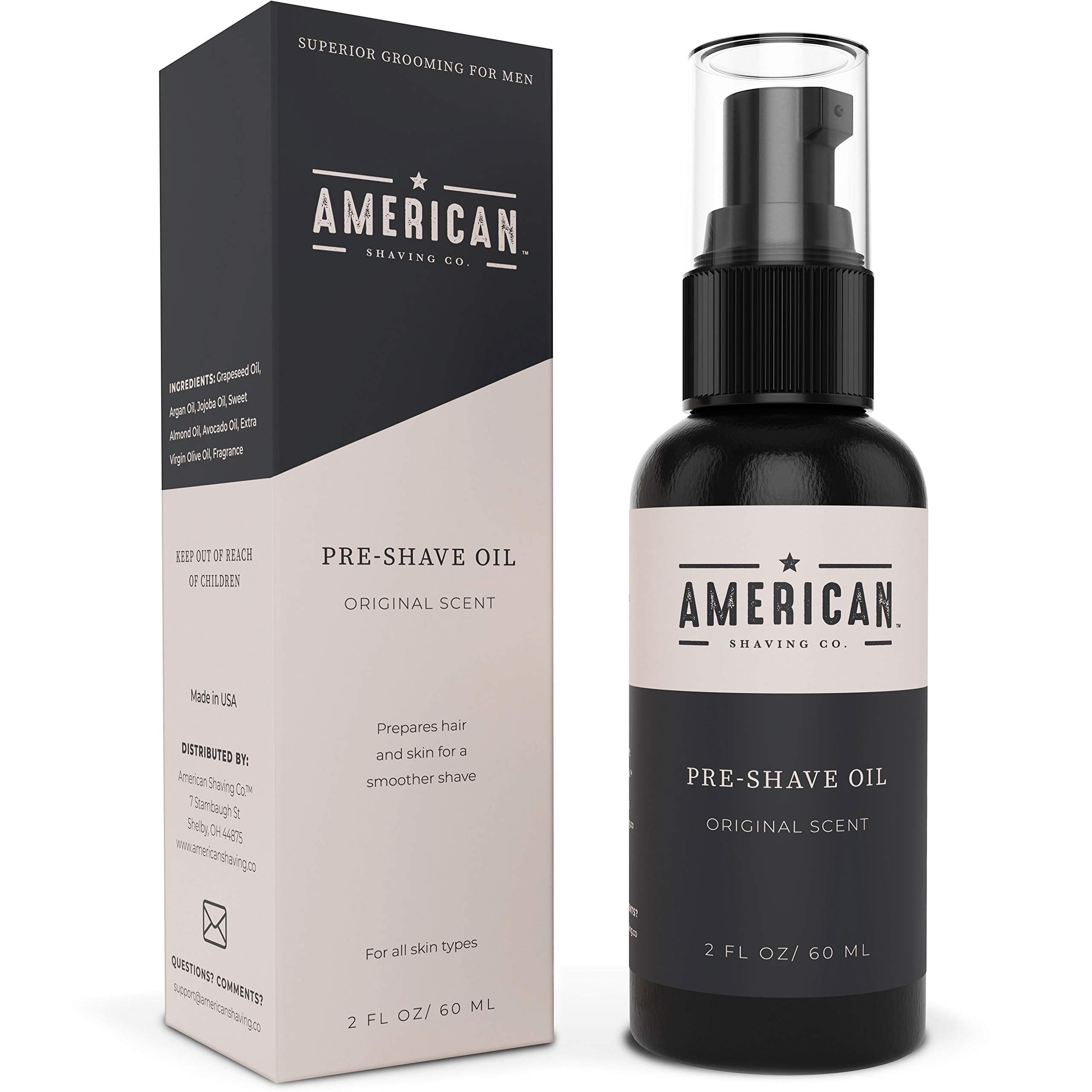 Pre-Shave Oil for Effortless, Smooth & Irritation-free Shave, For Men’s Skin Care Natural Handcrafted Blend Argan & Jojoba Oil, Protects Razor Burn, Premium Pre-Shave Oil by American Shaving Co - 2 Oz