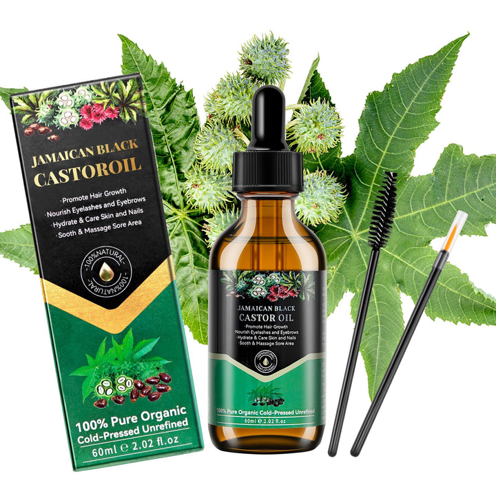 TOSOUATOP 100% Pure Natural Castor Oil Set, 60ml Organic Jamaican Black Castor Oil Cold Pressed, Glass BottleUnrefined, Essential Oil, Anti-aging Oil, Massage Oil, 60ml Black Castor Oil X1
