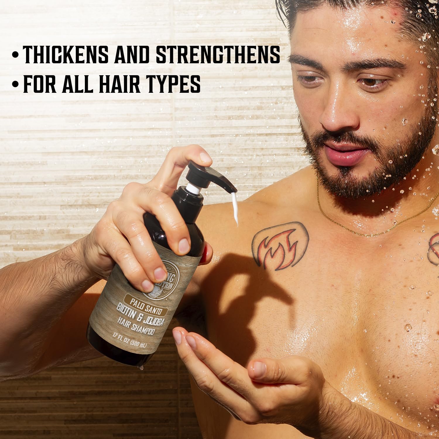 Viking Revolution Palo Santo Mens Shampoo and Conditioner Set with Biotin and Jojoba Oil - Natural Hair Shampoo and Hair Conditioner for Men with Vitamin B5 - Shampoo and Conditioner Set Men (17Oz)