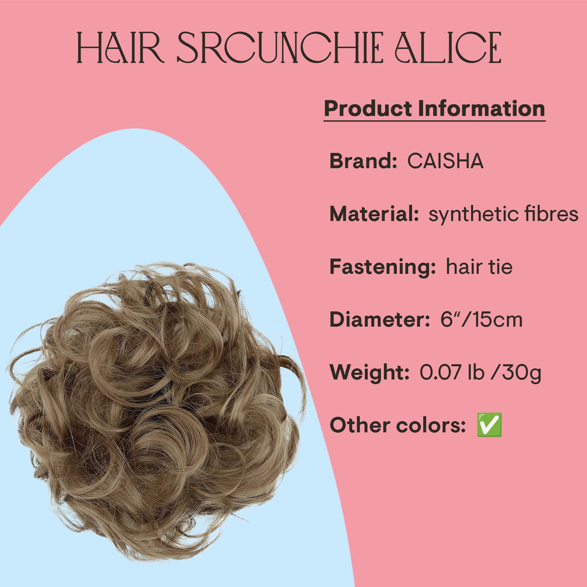 light brown 22A : PRETTYSHOP Scrunchie Scrunchy Bun Up Do Hair piece Hair Ribbon Ponytail Extensions Wavy Curly or Messy light brown 22A