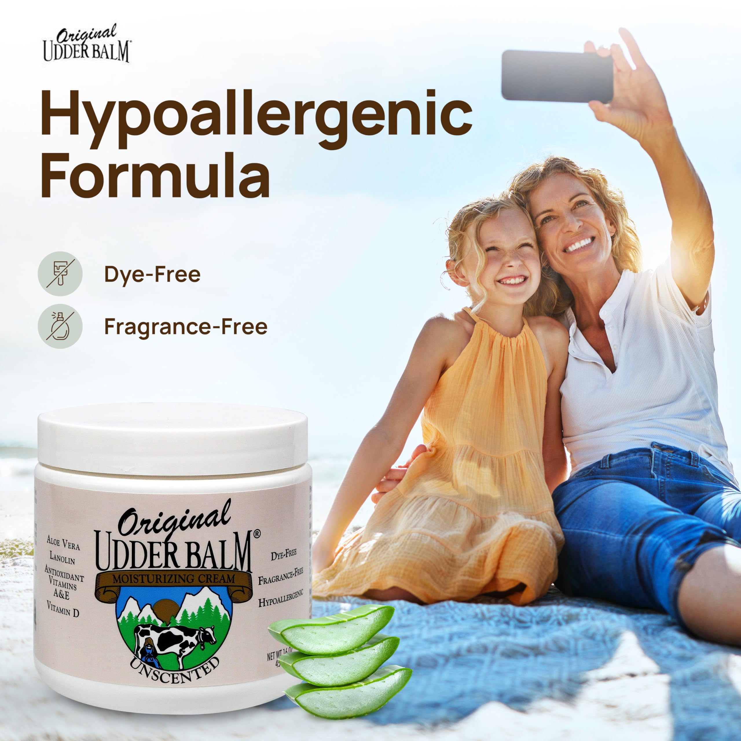 Original Udder Balm Unscented Moisturizing Creme Jar, 16 oz