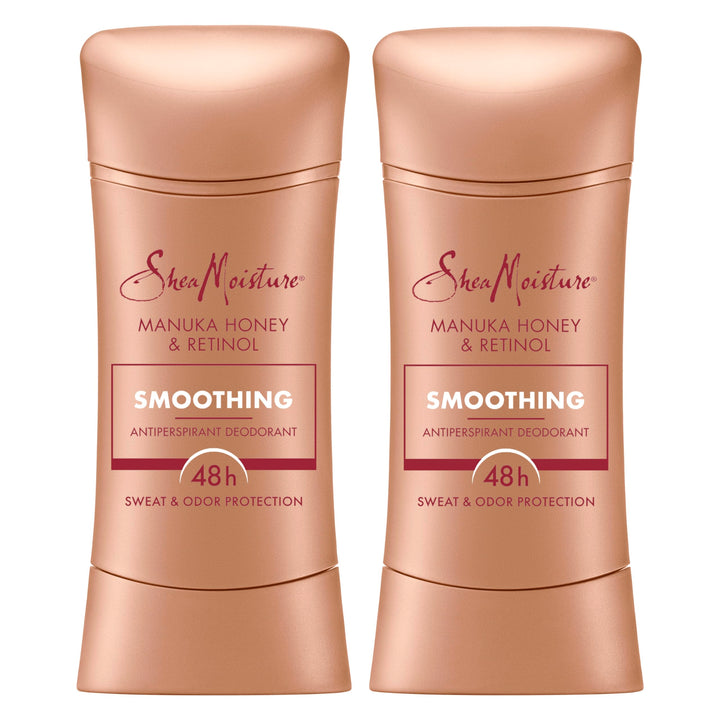 SheaMoisture Antiperspirant Deodorant Stick Smoothing Manuka Honey & Retinol (Pack of 2) for 48HR Sweat & Odor Protection with No Parabens & No Mineral Oil 2.6 oz