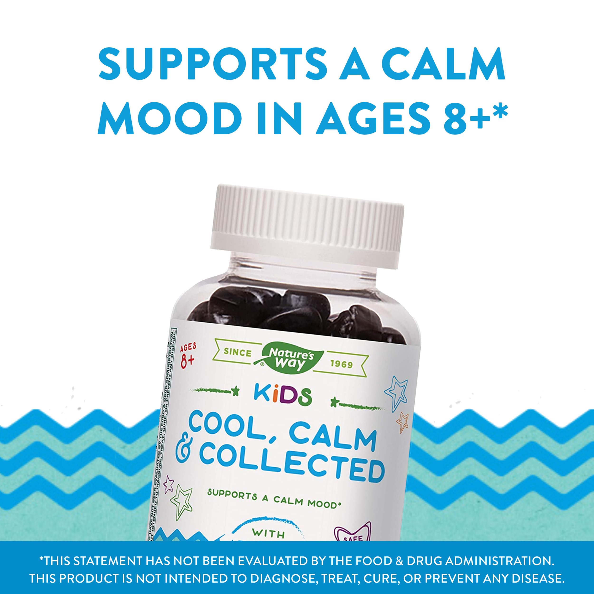 Nature's Way Kids Cool, Calm & Collected Gummies for Ages 8 and Over, Grape Flavored, 40 Gummies