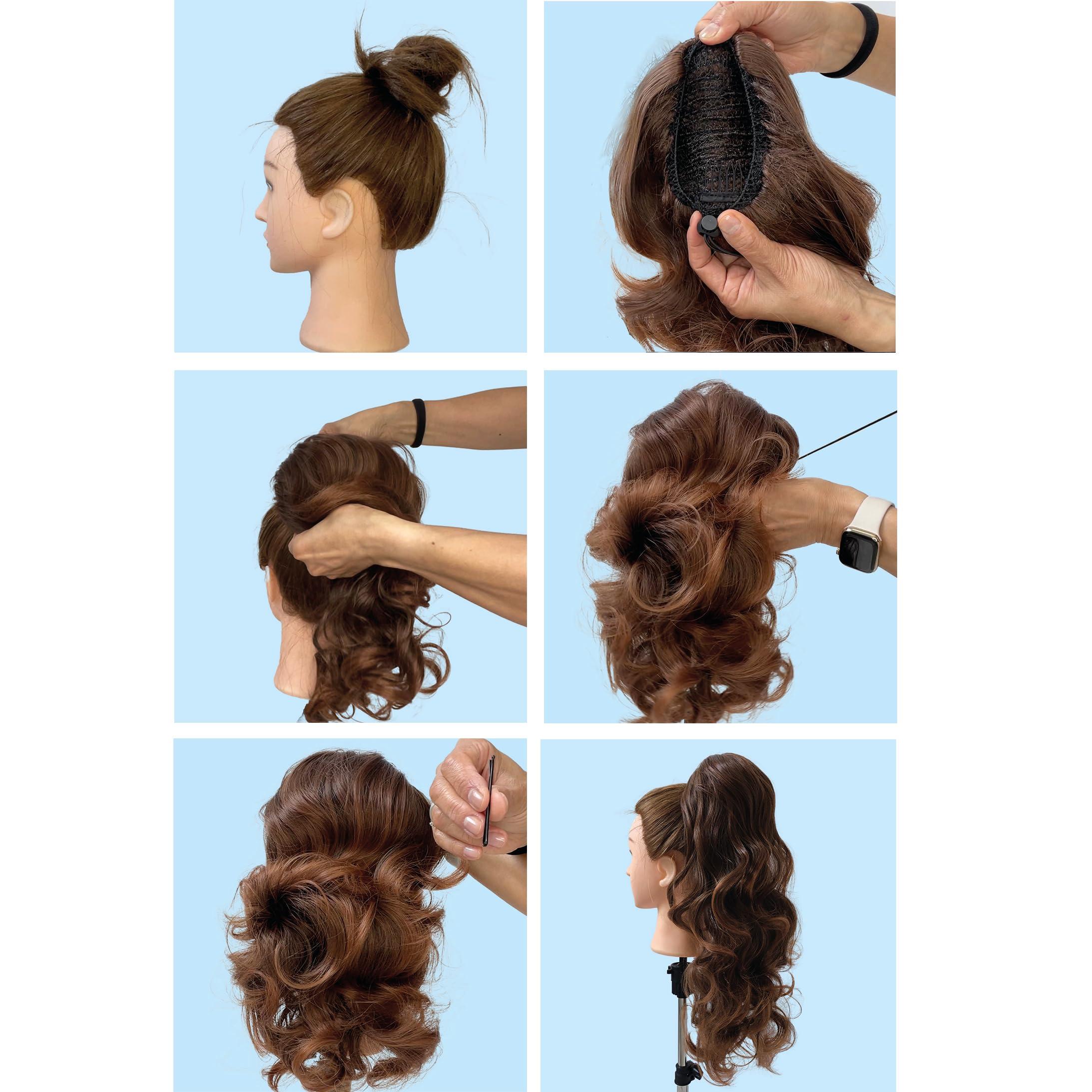 PRTTYSHOP Hair Piece Pony Tail Extension Draw String Voluminous Curly Heat-Resisting 22 black #1 PH9