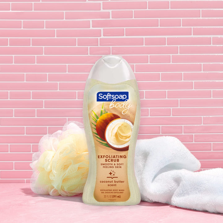 Softsoap Exfoliating Body Wash, Coconut Butter Scrub - 20 Fluid Ounce