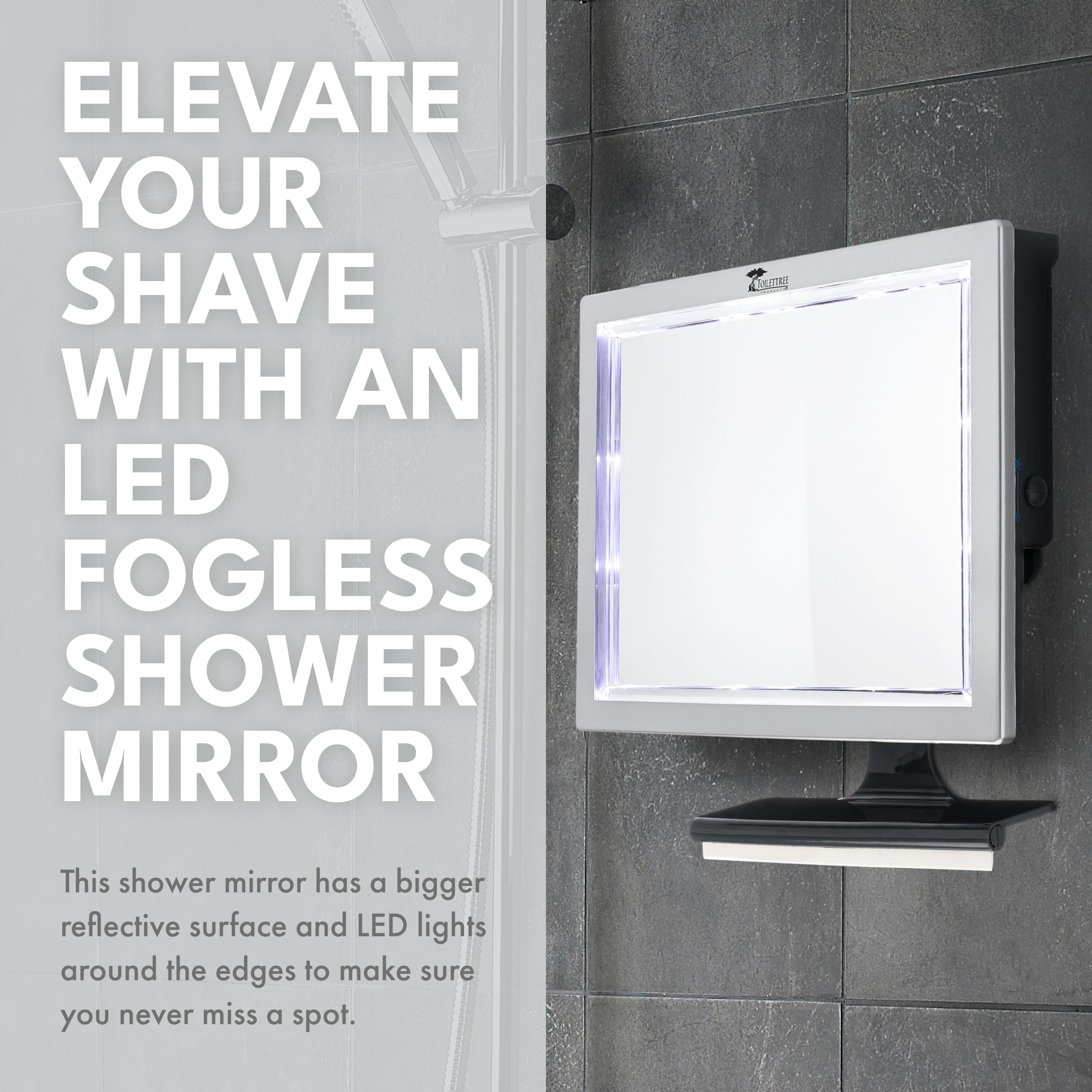 ToiletTree Products Deluxe LED Fogless Shower Mirror with Squeegee, 1.45 Ounce