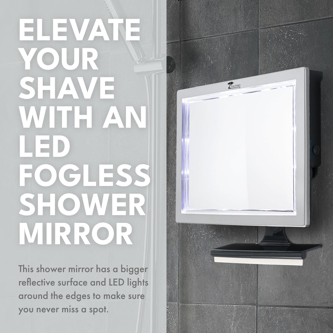 ToiletTree Products Deluxe LED Fogless Shower Mirror with Squeegee, 1.45 Ounce