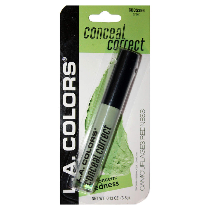 L.A. Colors (1) Tube Conceal Correct Color Correcting Formula Concealer - Green Covers Blemishes and Minimizes Redness - CBCS386