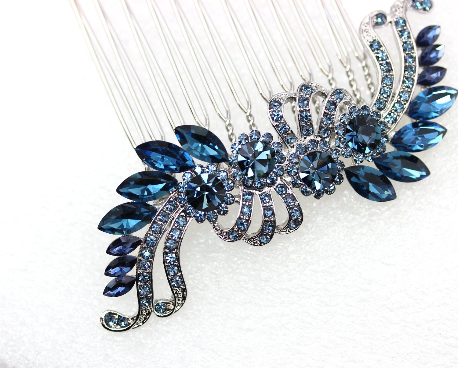 Faship Faship Navy Blue Crystal Hair Comb