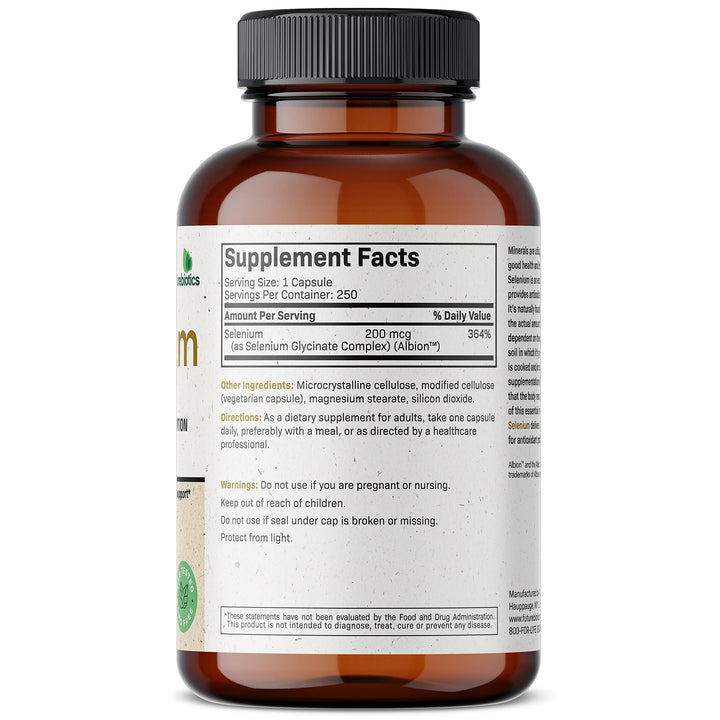 Futurebiotics Selenium 200 mcg - Selenium Amino Acid Complex - Essential Trace Mineral with Superior Absorption, Non GMO, 250 Capsules