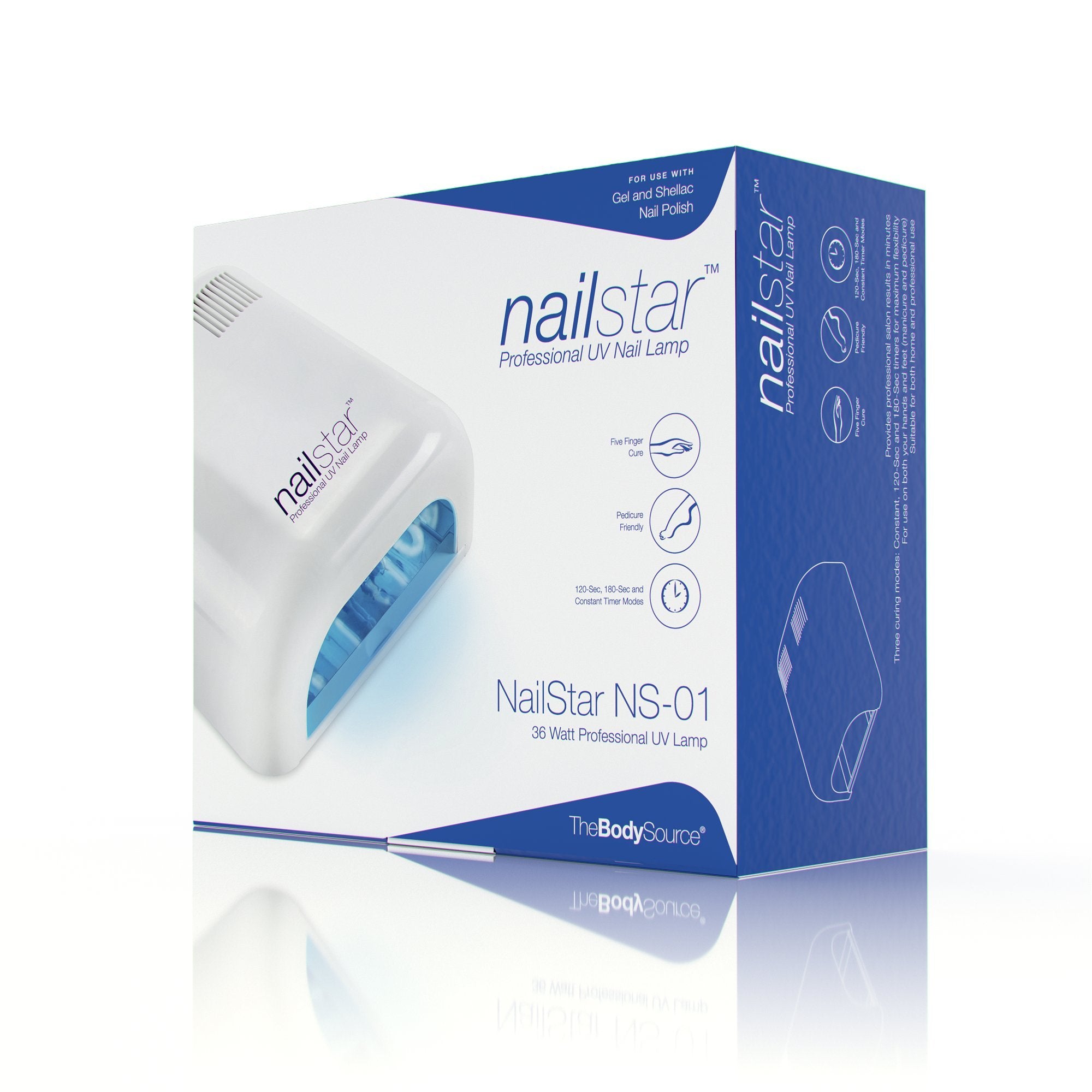 NailStar Professional 36 Watt UV Nail Dryer Nail Lamp for Gel with 120 and 180 Second Timers + 4 x 9W Bulbs Included