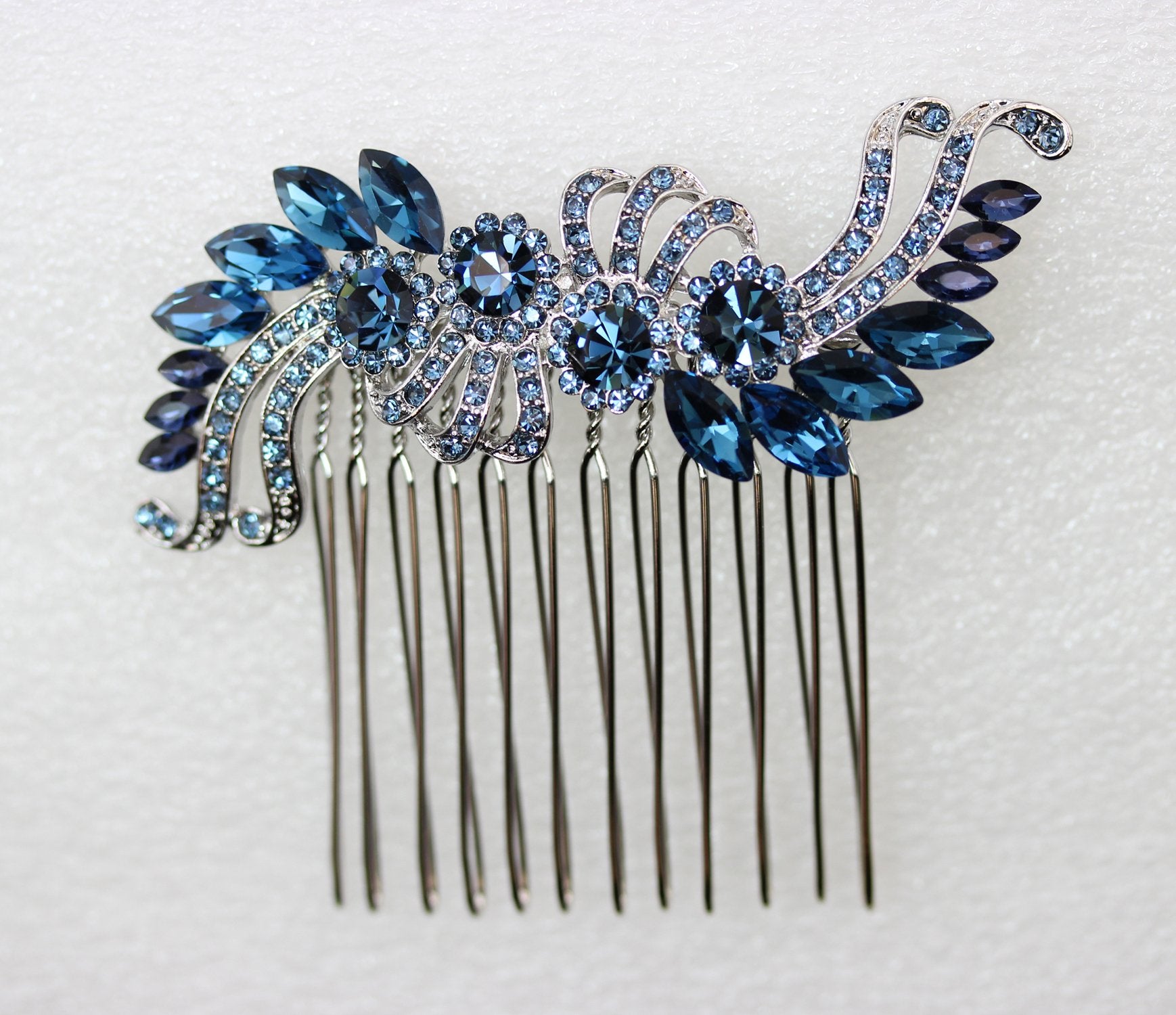 Faship Faship Navy Blue Crystal Hair Comb