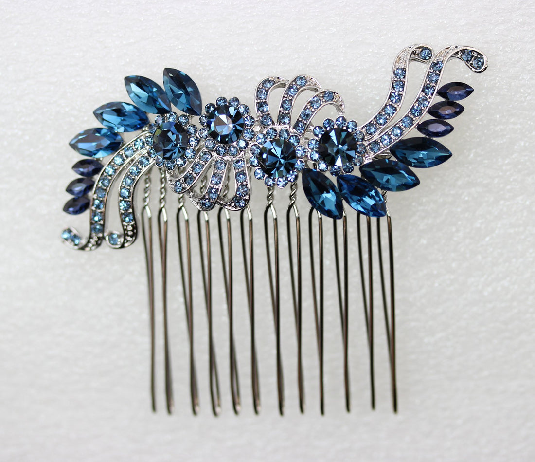 Faship Faship Navy Blue Crystal Hair Comb