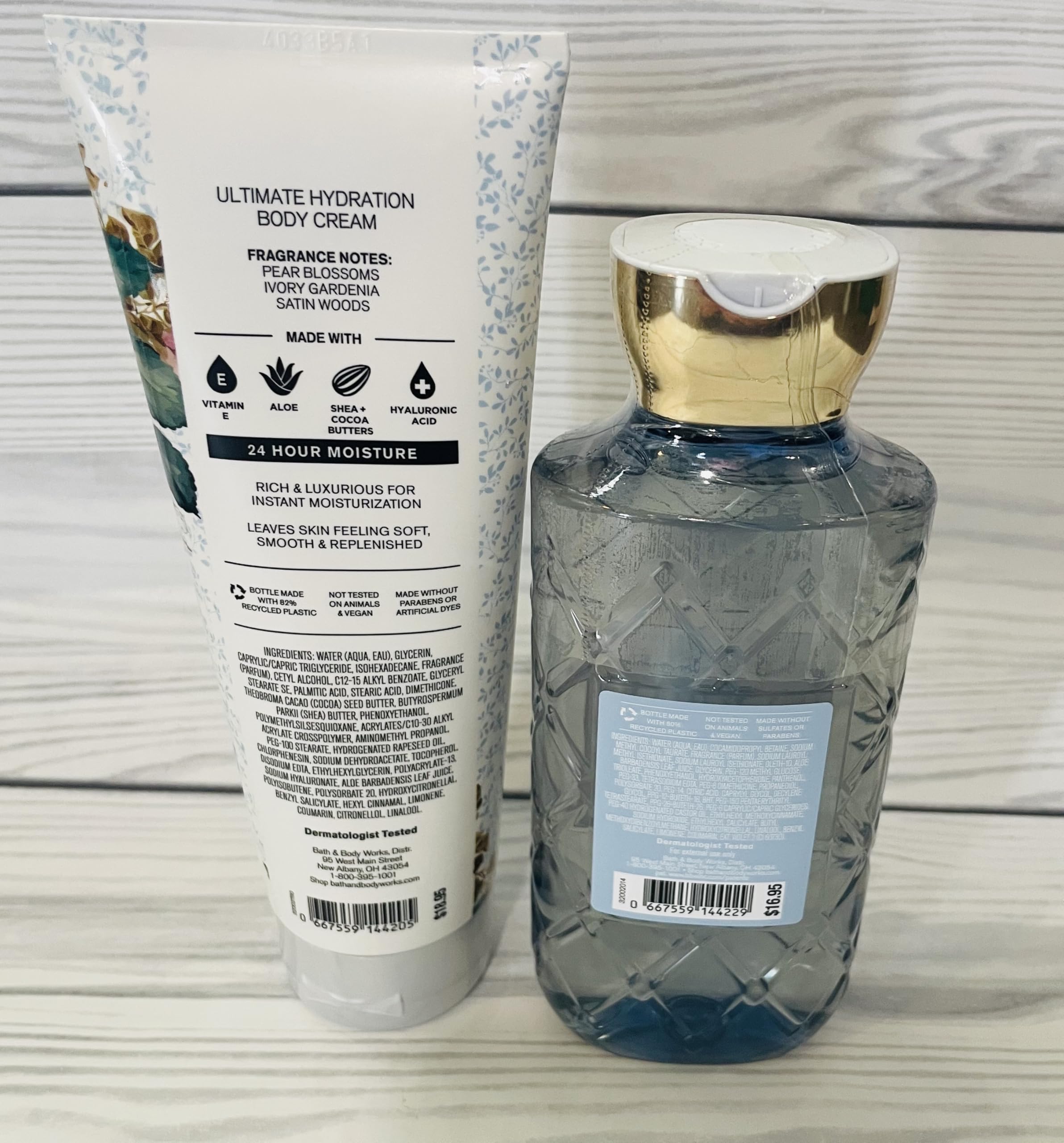 Bath & Body Works Dressed in White Ultimate Hydration Body Cream and Body Gel Wash 2 Piece Set