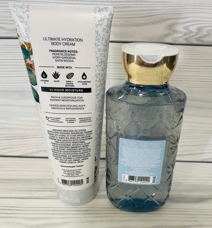 Bath & Body Works Dressed in White Ultimate Hydration Body Cream and Body Gel Wash 2 Piece Set