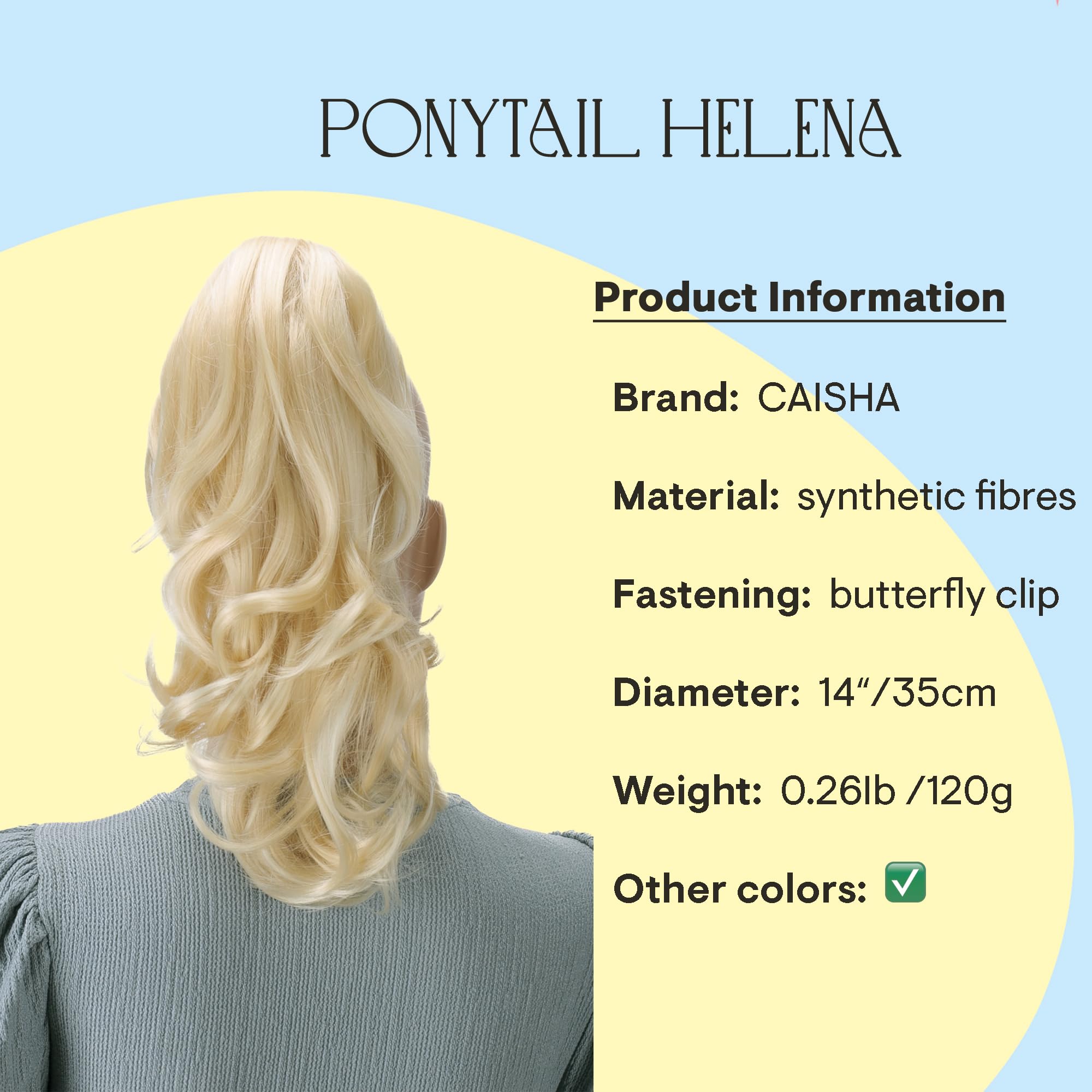 Bleach Blonde # 613 H84 : PRETTYSHOP 14 & 110g Hair Piece Ponytail Extension Straight Light Curled Nature Looking Heat-Resisting Different Colors (bleach blonde H84_613)