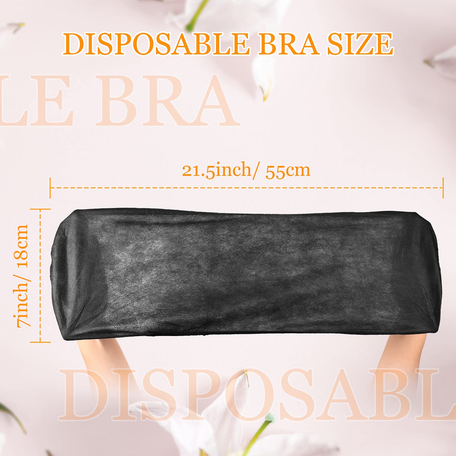 Geyoga 100 Pcs Disposable Nonwoven Bras Women Disposable Spa Top Garment Underwear Individually Pack Brassieres(Black)