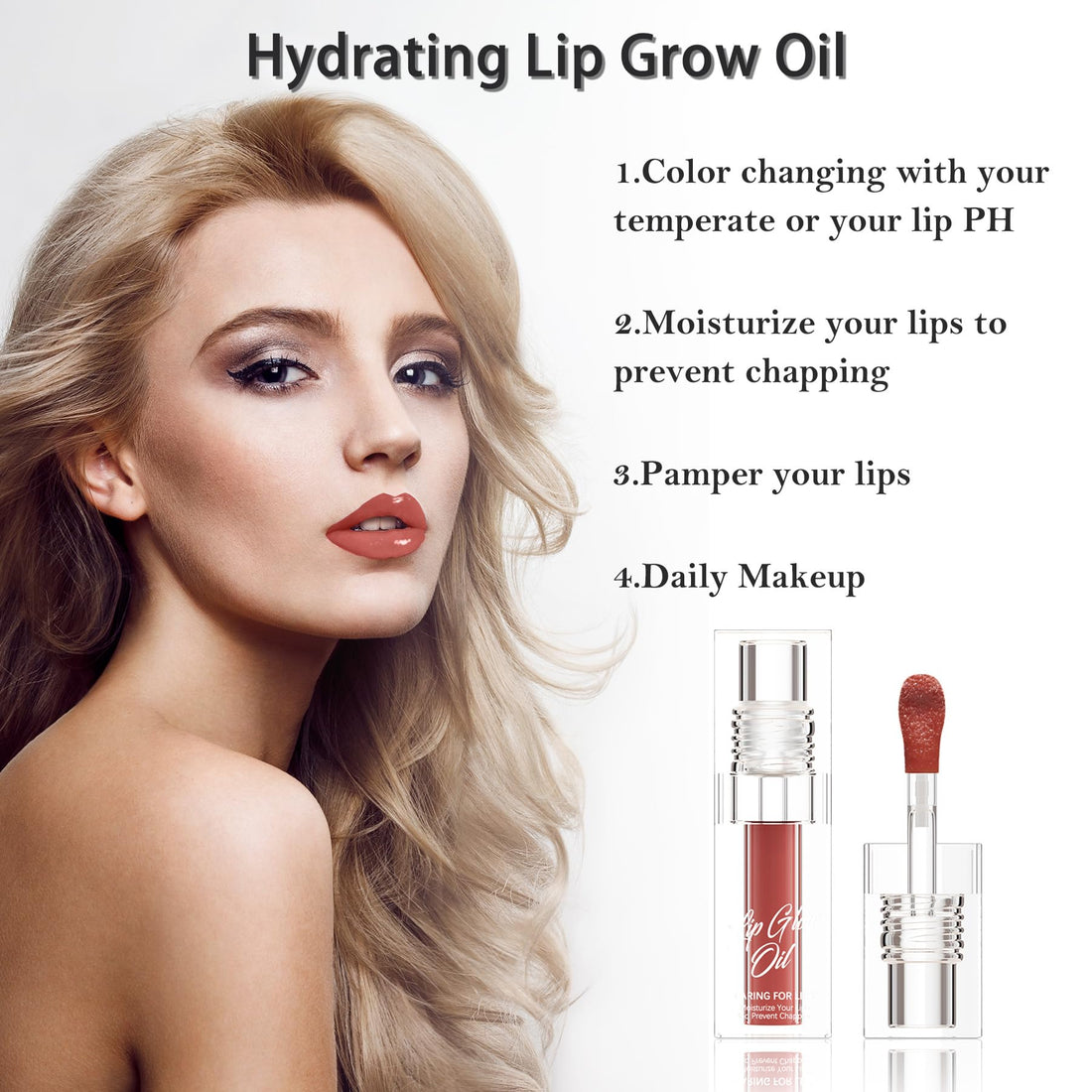 Hydrating Lip Glow Oil, Glitter Pink Plumping Tinted Gloss for Women & Girls, Moisturizing Non-Sticky Smooth Lacquer with Big Brush for Daily Use & Events, Lip Care lipgloss for Dry Lips(Pink, 1 pcs)