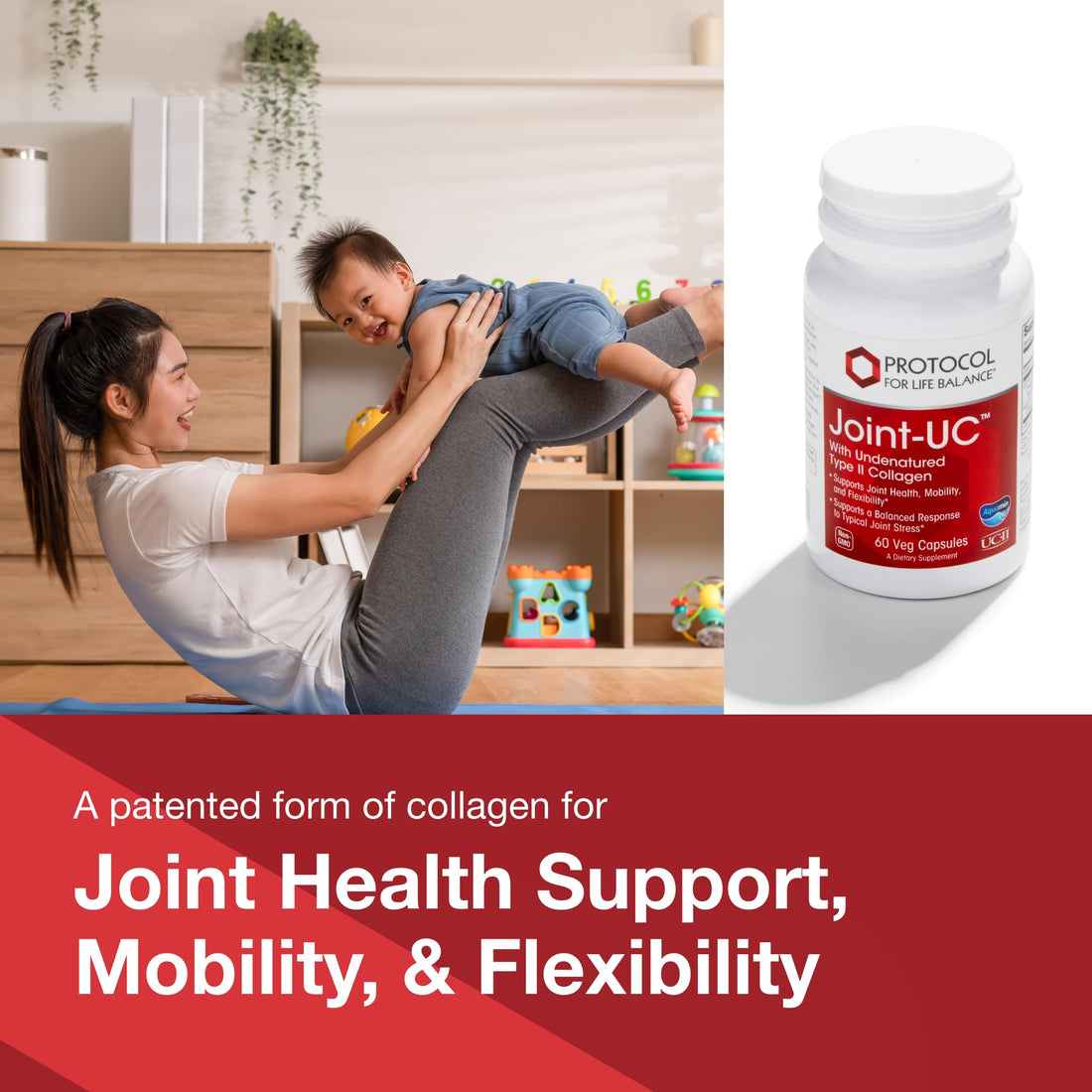 PROTOCOL FOR LIFE BALANCE Joint-UC with Undenatured Type II Collagen- Calcium & 70+ Trace Minerals - Immune Support Supplement - Non-GMO & Dairy Free - 60 Veg Caps