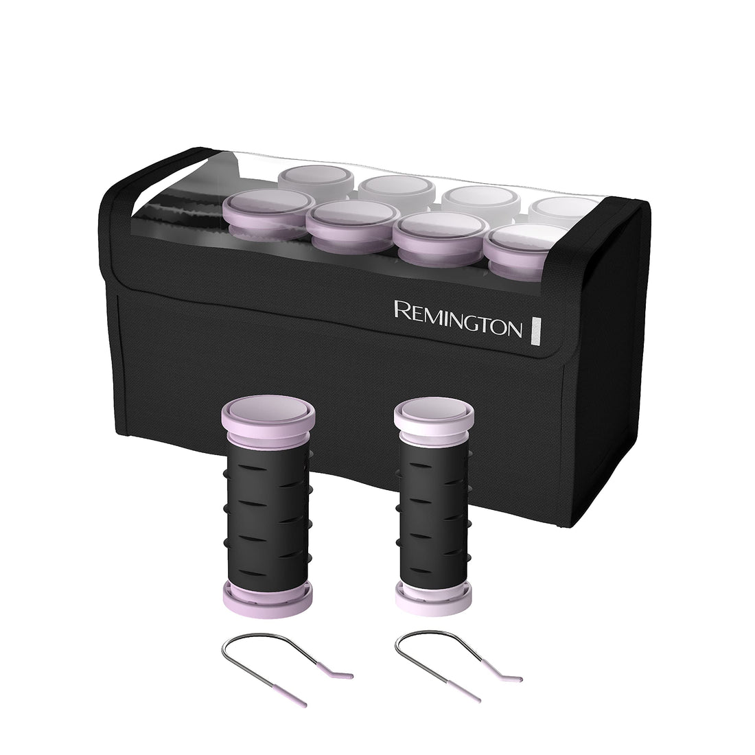 Remington Compact Ceramic Dual Voltage Hot Rollers for Long and Short Hair, Hair Setters, Hair Curlers, 1-1 ¼ Purple/Black, 10 Piece Set