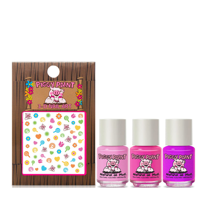 Piggy Paint - 100% Non-toxic Girls Nail Polish, Safe, Chemical Free, Low Odor for Kids - 3 Polish Gift Set (Rainbow Party)