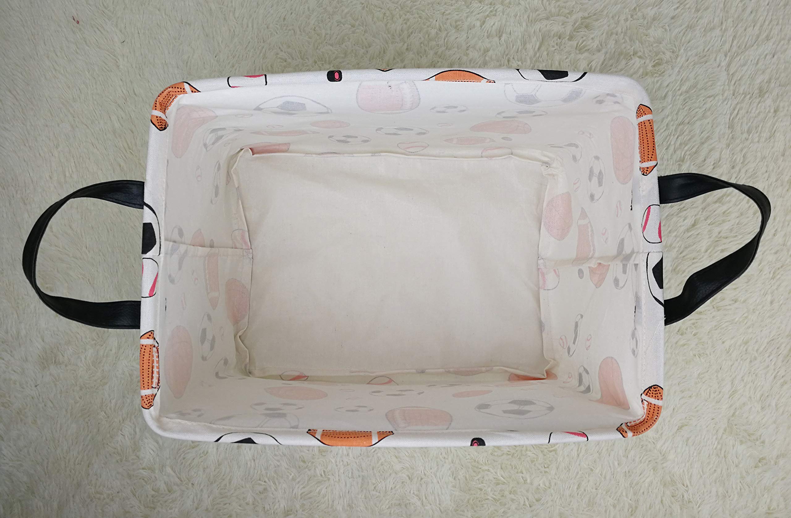 KUNRO Rectangle Toy Bin Waterproof storage organizer for Nursery Hamper Home decor Closet Kids Bedroom Laundry Baby Gift Shelf Baskets(Balls)