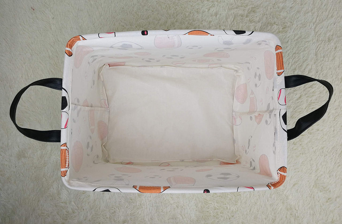 KUNRO Rectangle Toy Bin Waterproof storage organizer for Nursery Hamper Home decor Closet Kids Bedroom Laundry Baby Gift Shelf Baskets(Balls)