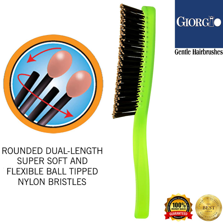 Giorgio Neon 1 Hair Brush, Green, Large