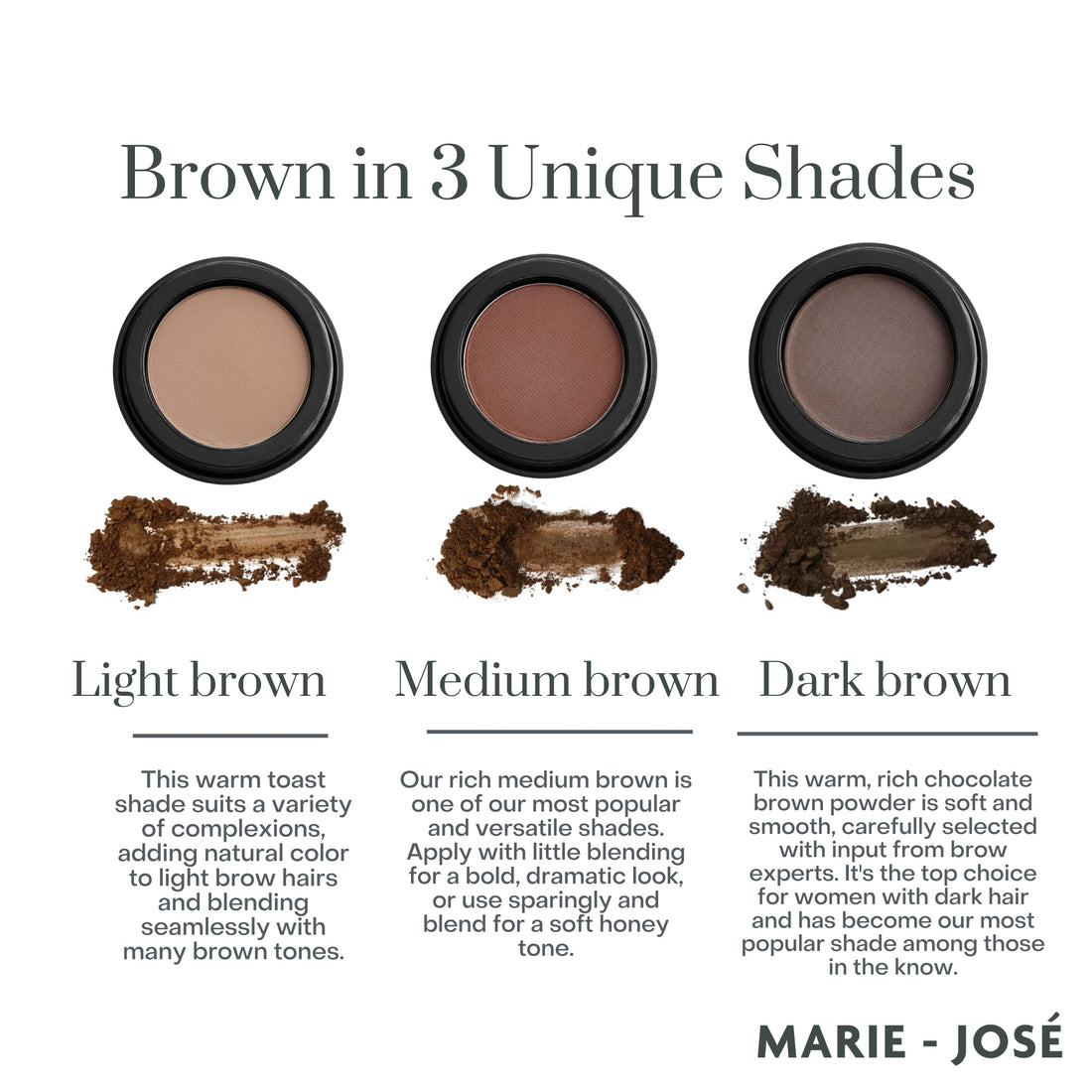 Eyebrow Powder Dark Brown By Marie Jos | Professional Make Up For Perfectly Defined Brows | Box Lasts 6 Months | 100% Satisfaction Guarantee!
