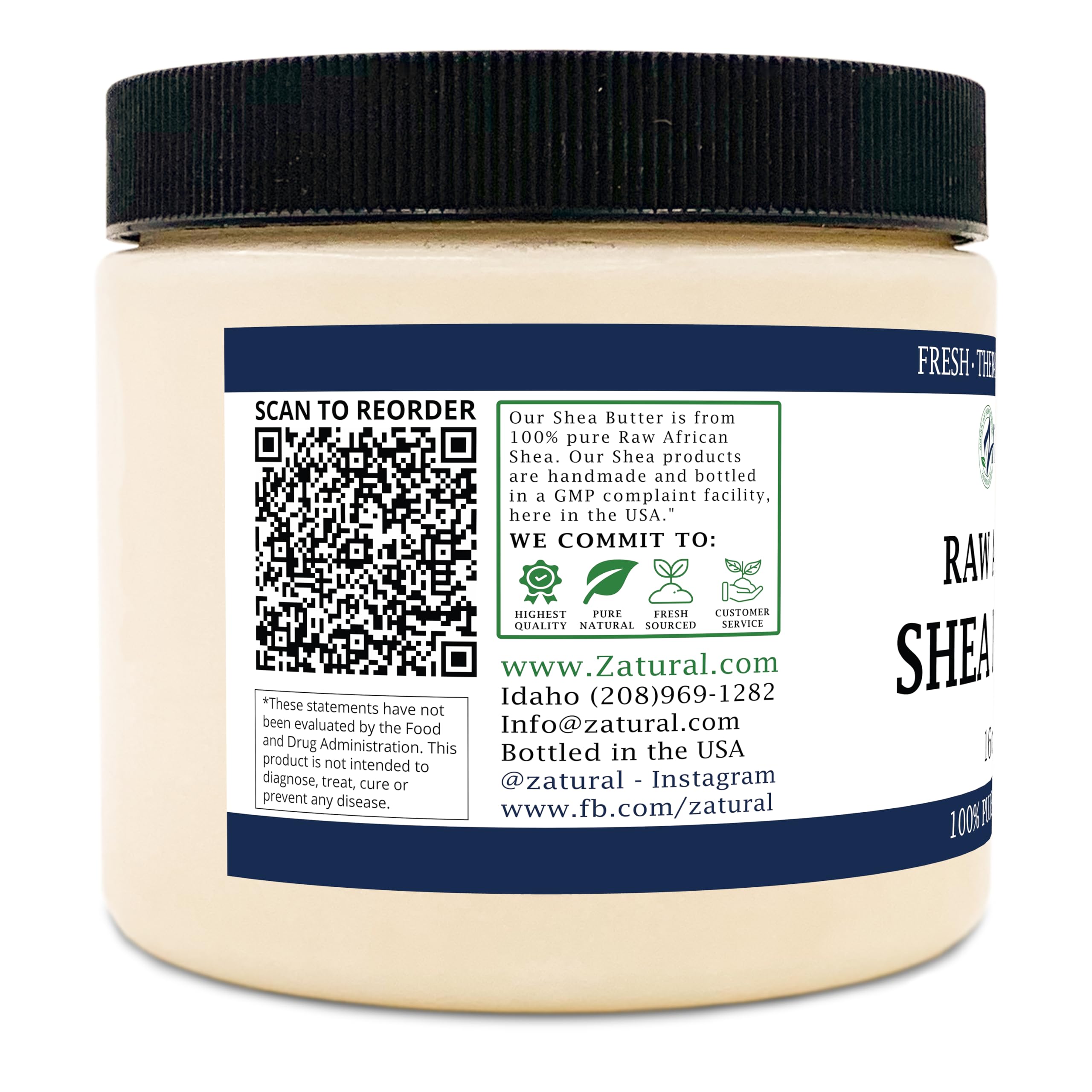 Raw Shea Butter-100% Pure, Virgin, Unrefined, Raw Ivory Shea Butter from NakedOil (16 Ounce)