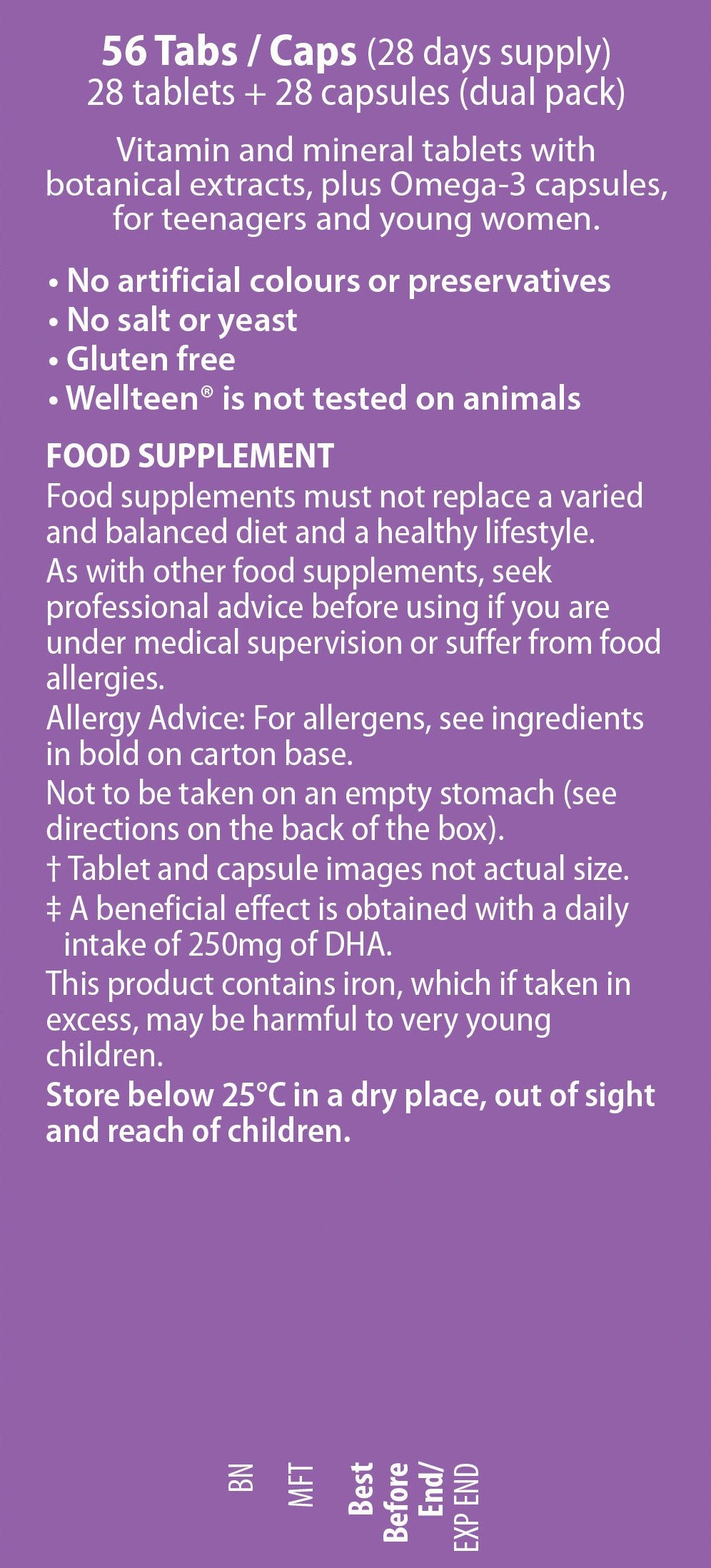Vitabiotics Wellteen Her Plus Omega-3 - Advanced Nutritional Support for Teenagers and Young Women Ages 13-19 - 56 Tablets and Capsules