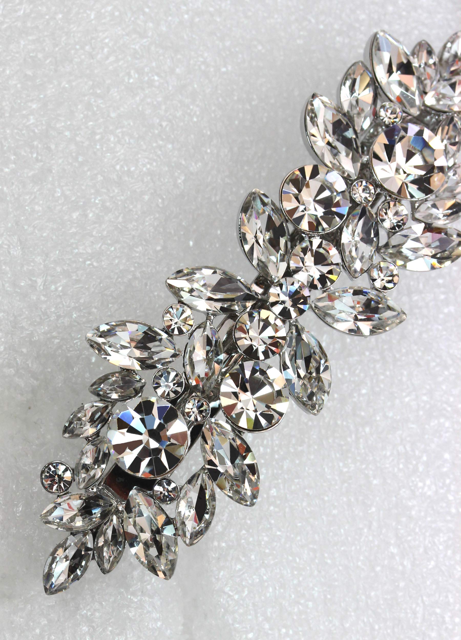 Faship Gorgeous Clear Rhinestone Crystal Flower Barrette Clip - Clear