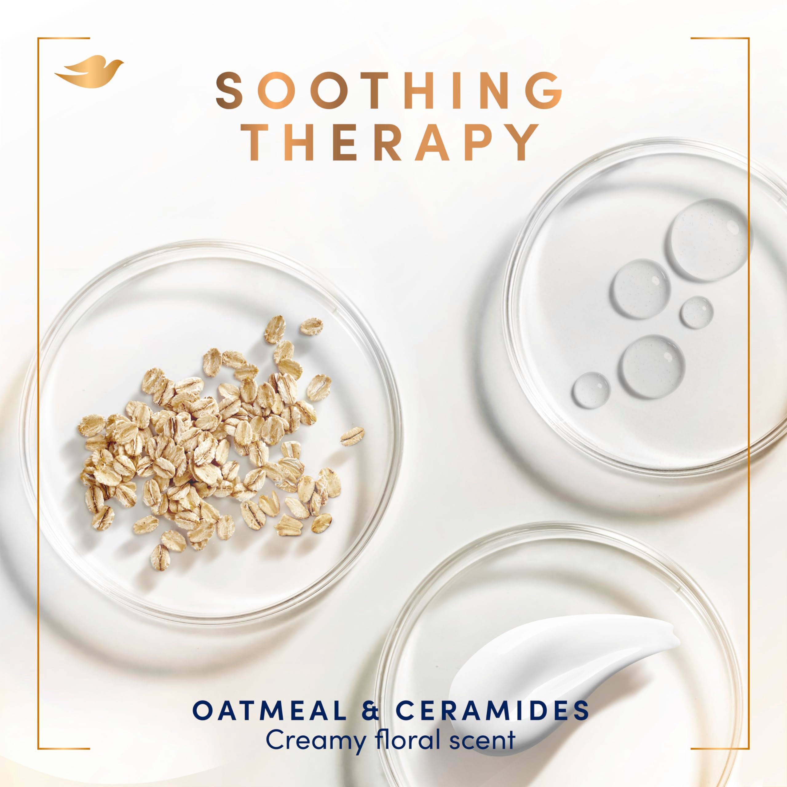 Dove Prebiotic Boost Hand Wash Soothing Therapy 4 Count for Lasting Softness, with Oatmeal & Ceramides, 12 oz