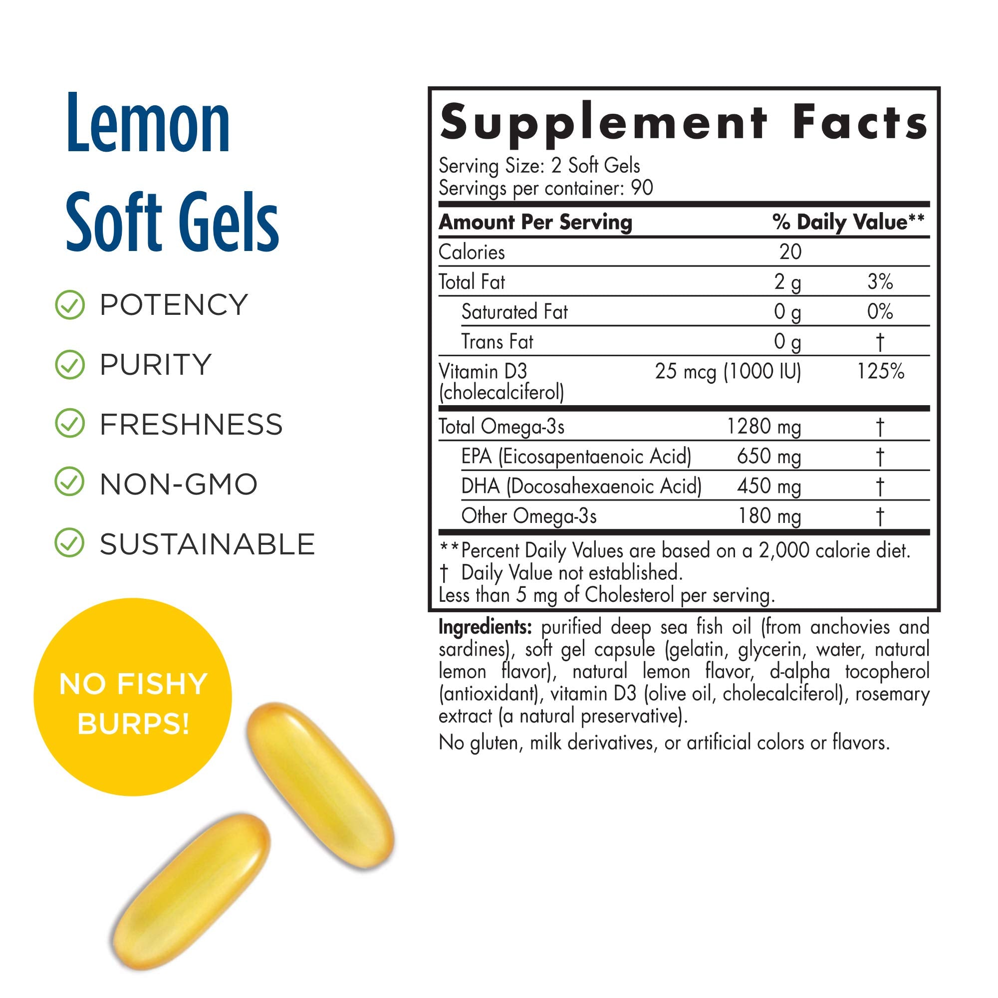 Nordic Naturals ProOmega-D, Lemon Flavor - 180 Soft Gels - 1280 mg Omega-3 + 1000 IU D3 - High-Potency Fish Oil - EPA & DHA - Brain, Eye, Heart, & Immune Health - Non-GMO - 90 Servings