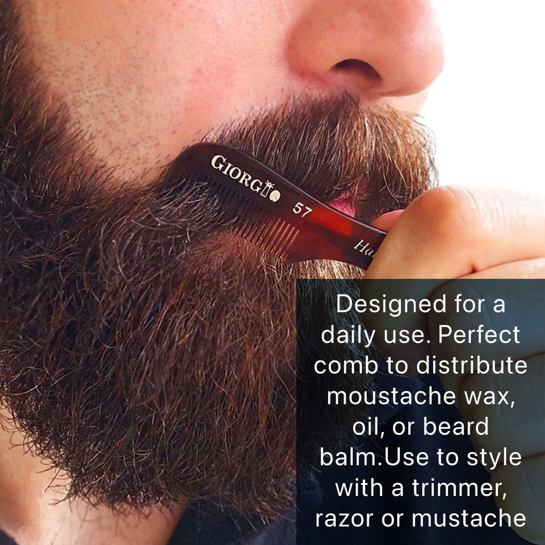 Giorgio G57 2.75 73mm X-Small Men's Fine Toothed Beard and Mustache Pocket Comb for Facial Hair Grooming. Hand-Made of Durable Cellulose Acetate, Saw-Cut & Polished (Giorgio G57)