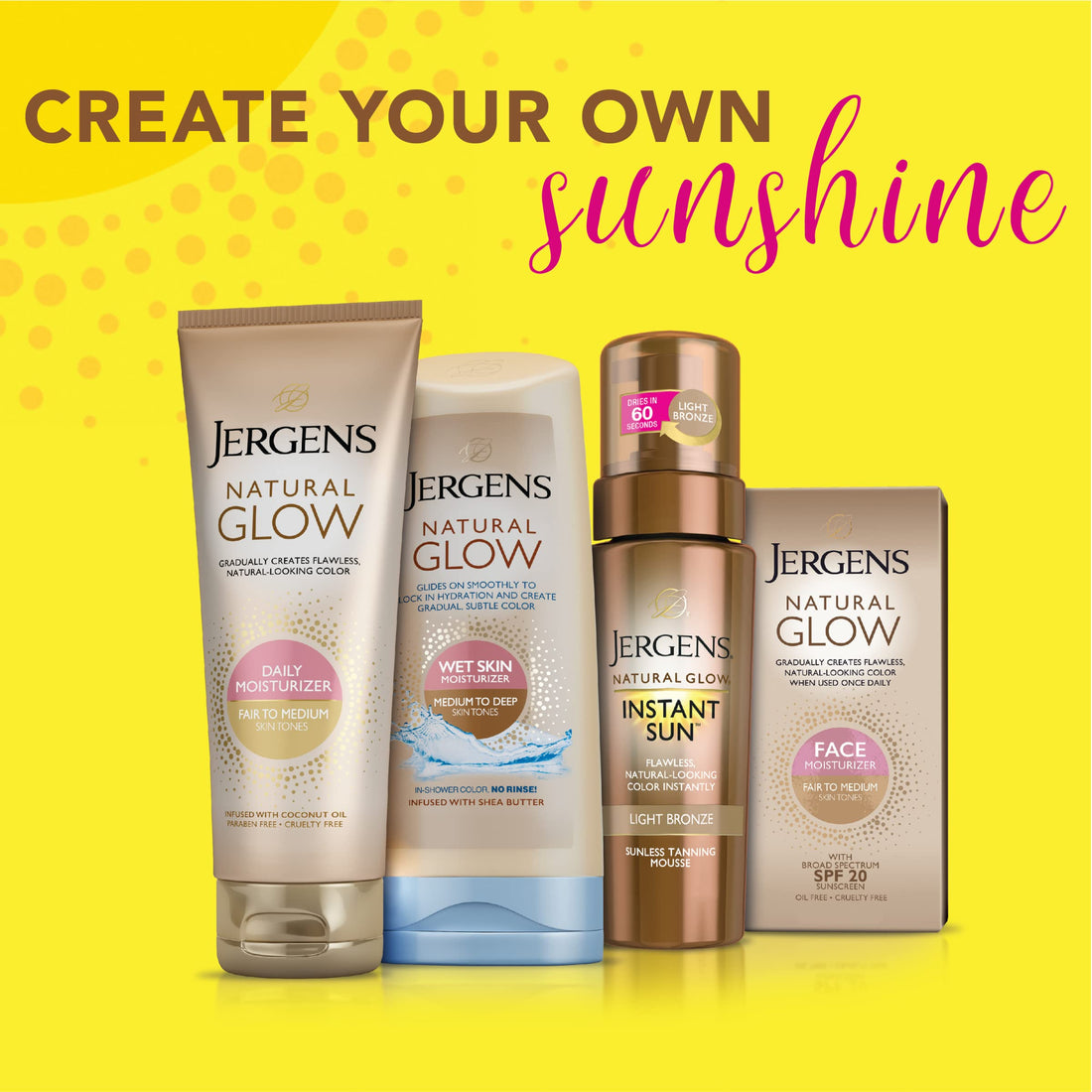 Jergens Natural Glow Wet Skin Moisturizer + Firming for Body, Medium to Tan, 7.5 Ounce