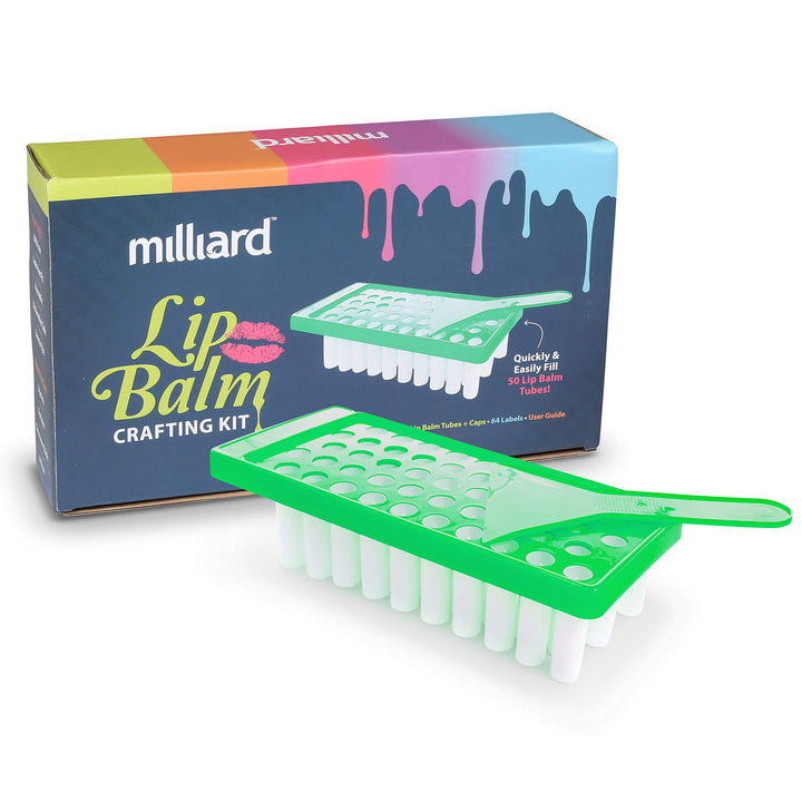 Milliard Lip Balm Crafting Kit – Includes Lip Balm Pouring Tray & 50 White 0.15oz (4.25g) Balm Tubes