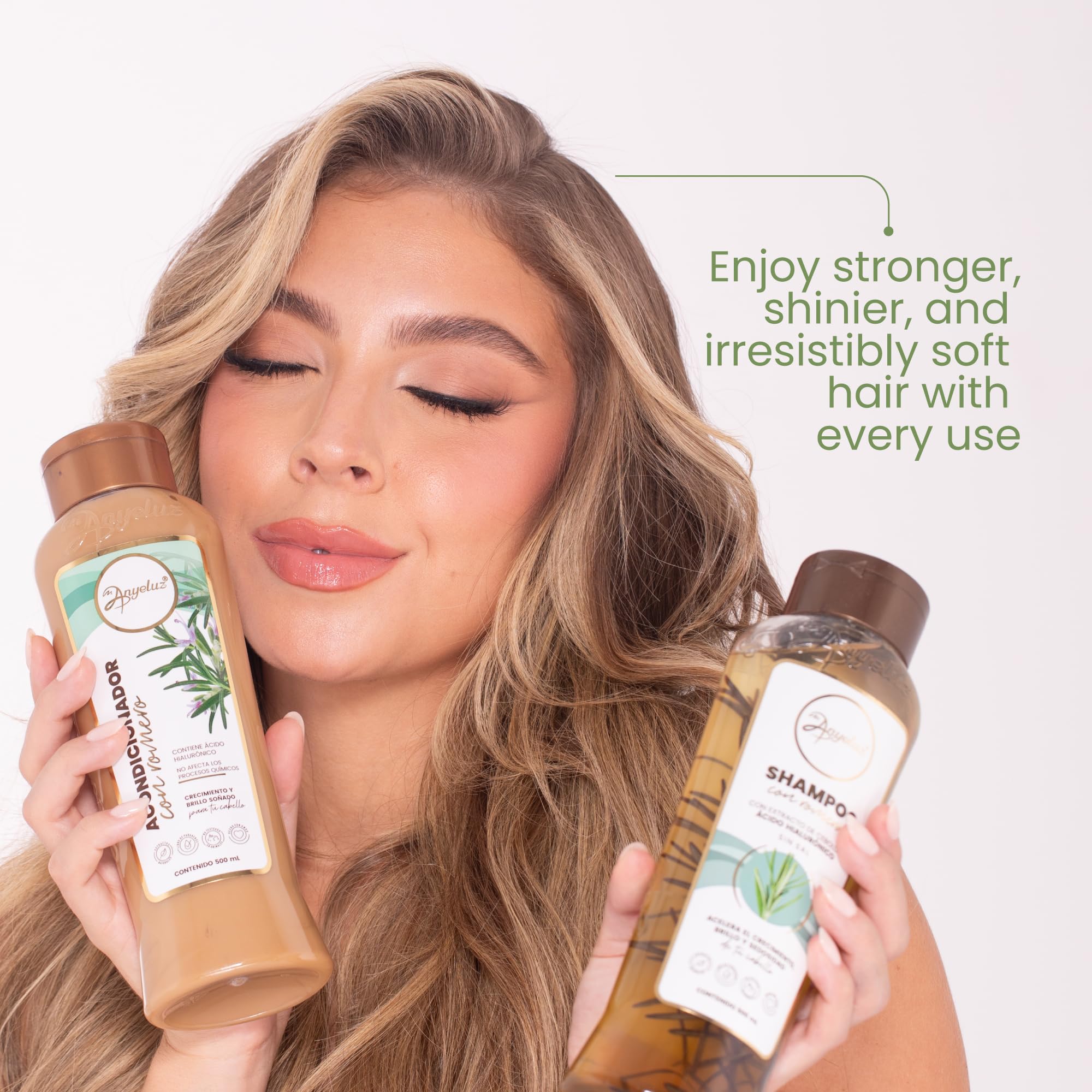 ANYELUZ Kit Duo Rosemary Shampoo + Mini Travel Size, With Onion Extract, Hyaluronic Acid and Rosemary