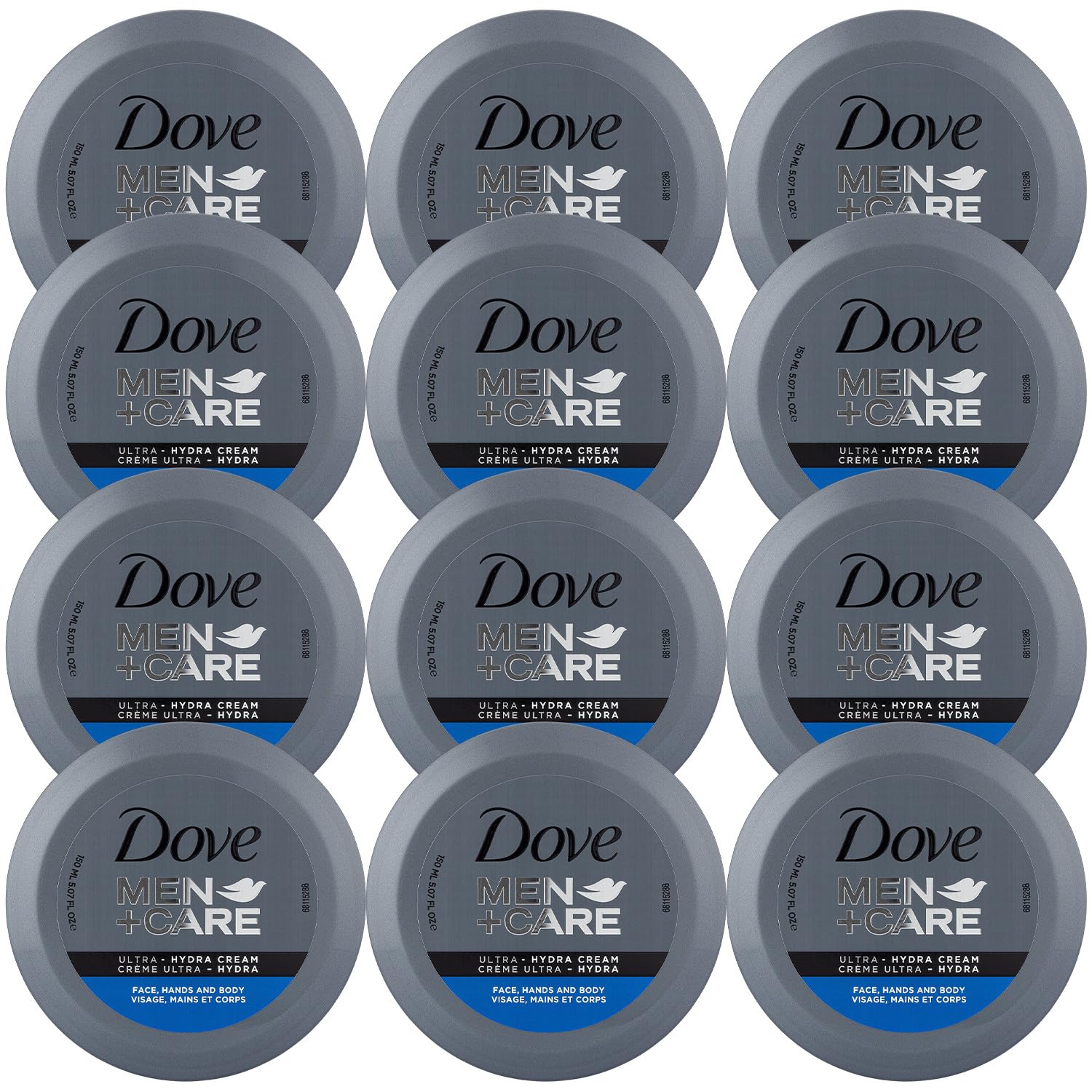Dove Men+Care Ultra Hydra Cream - Dove Lotion, 3-In-1 Advanced Skin Care for Men, Face Cream, Hand Cream, and Body Lotion for Extremely Dry Skin, All Skin Types, 5.07 Fl Oz (Pack of 12)