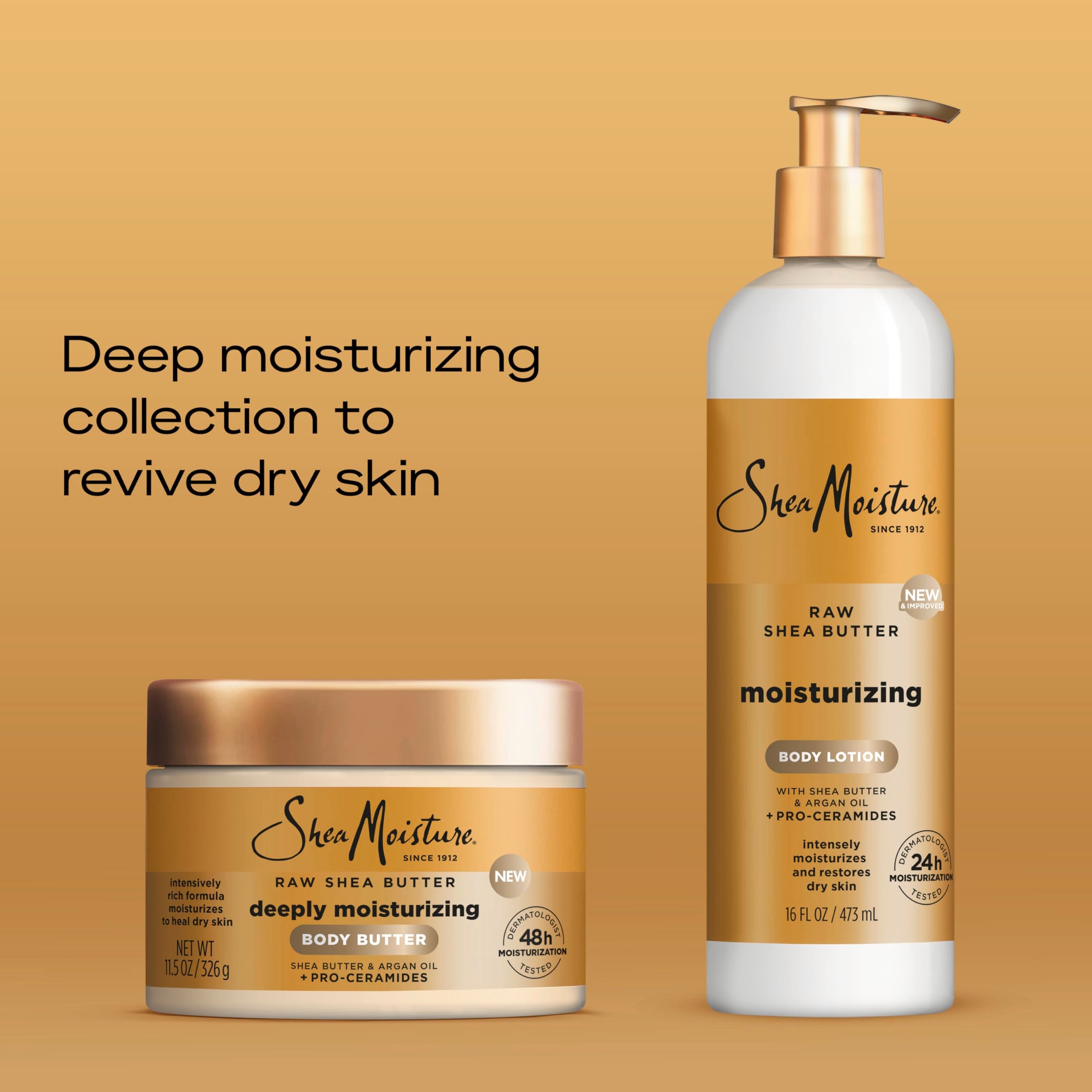 SheaMoisture Moisturizing Body Lotion with Raw Shea Butter, Argan Oil and Pro-Ceramides, Restoring Dry Skin, 24H Moisturizing 16 oz