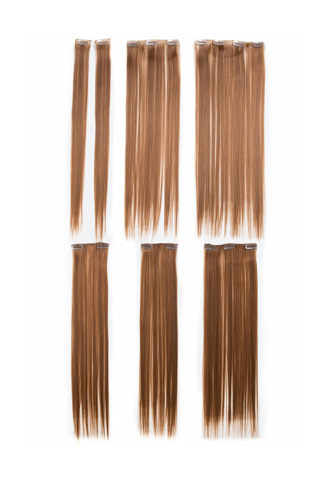 SWACC Women 22 Inches Straight Full Head 7 Separate Pieces Heat Resistance Synthetic Hair Clip in Hair Extensions (Strawberry Blonde-27#)