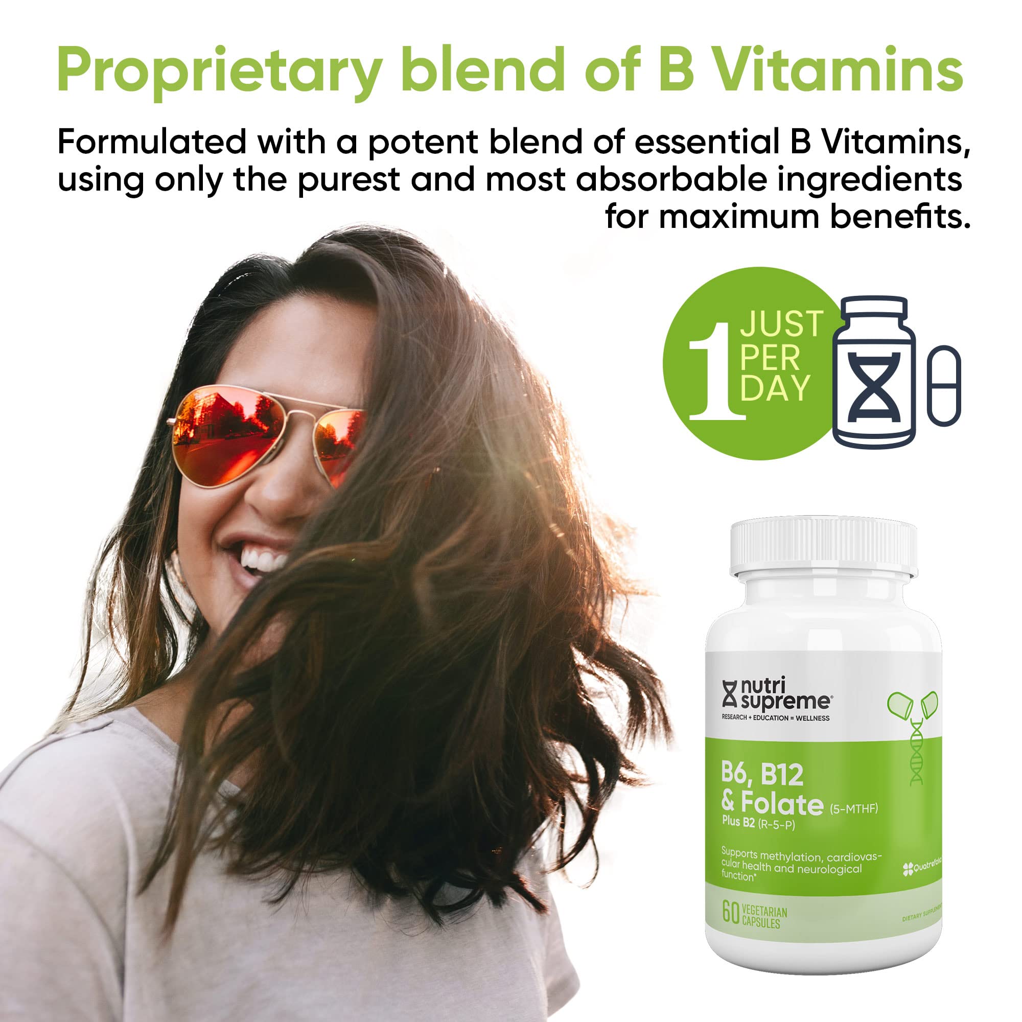 Nutri Supreme, Folate with B6 and B12, Helps Maintain Normal Homocysteine Levels and Cardiovascular Health, 60 Count, Kosher Certified