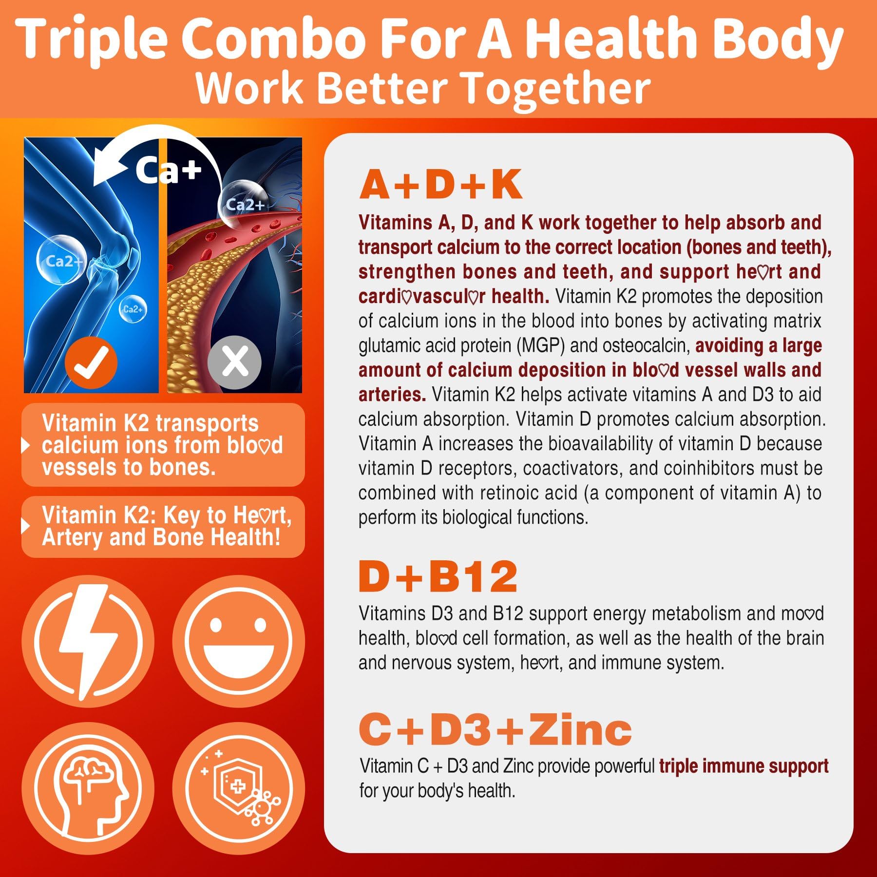 Methylated Multivitamin Women Men, Vitamin D3 K2 5000IU / 10,000IU, B12 5000 mcg 2500mcg, K2 (MK-7) 240mcg- ADK+Methyl Vitamin B12, Vegan D3,Vitamin A,C,Zinc Eye,Bone,Energy,Immune, Sugar-Free Gummies