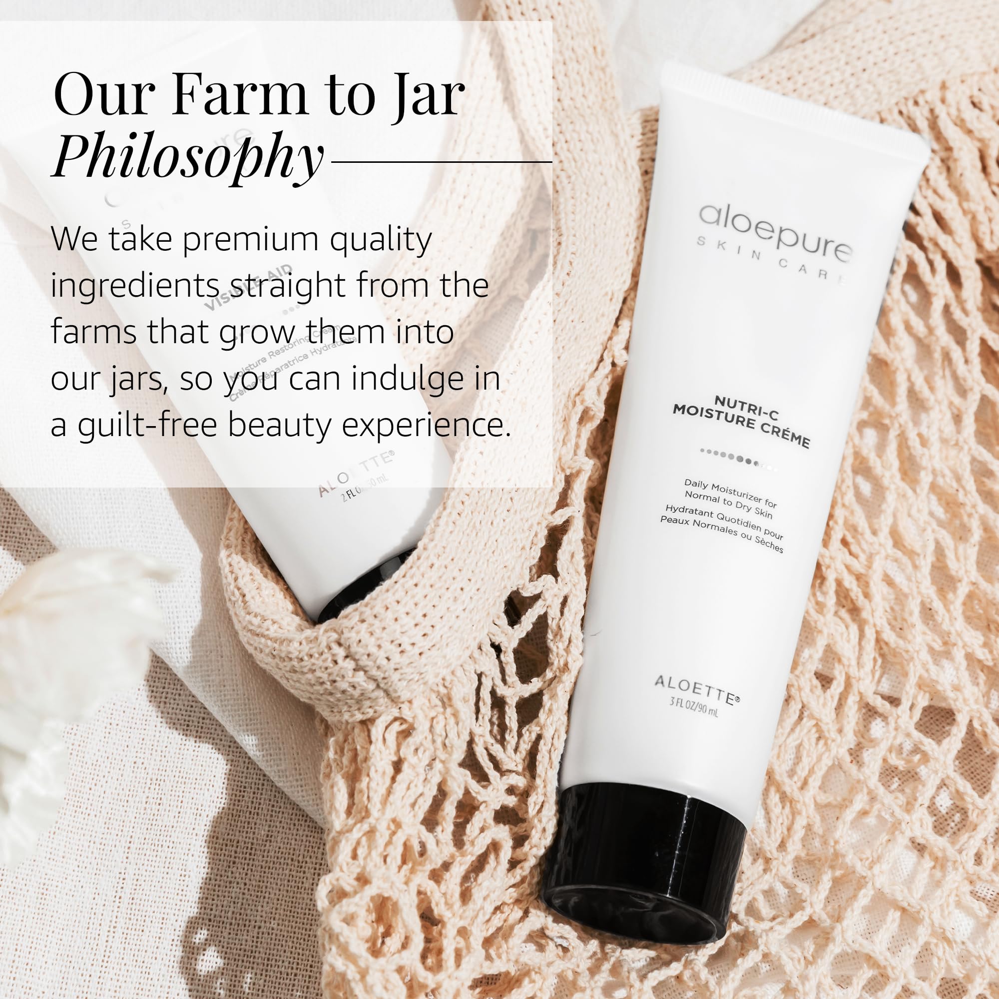 Aloette Nutri-C Face Moisturizer Cream - Daily Facial Skin Care Products for Wrinkles & Fine Lines - Skin Moisturizer Face Lotion Hydrates & Rejuvenates Dry to Normal Skin, Gluten Free - 3 Fl Oz