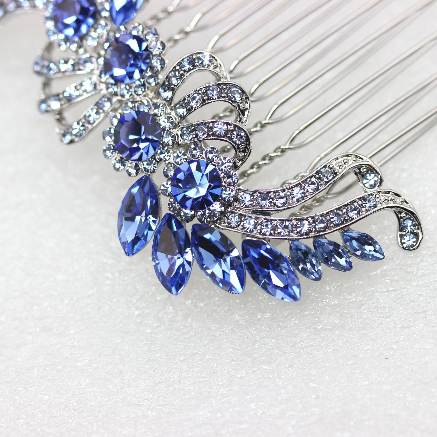 Faship Blue Crystal Hair Comb