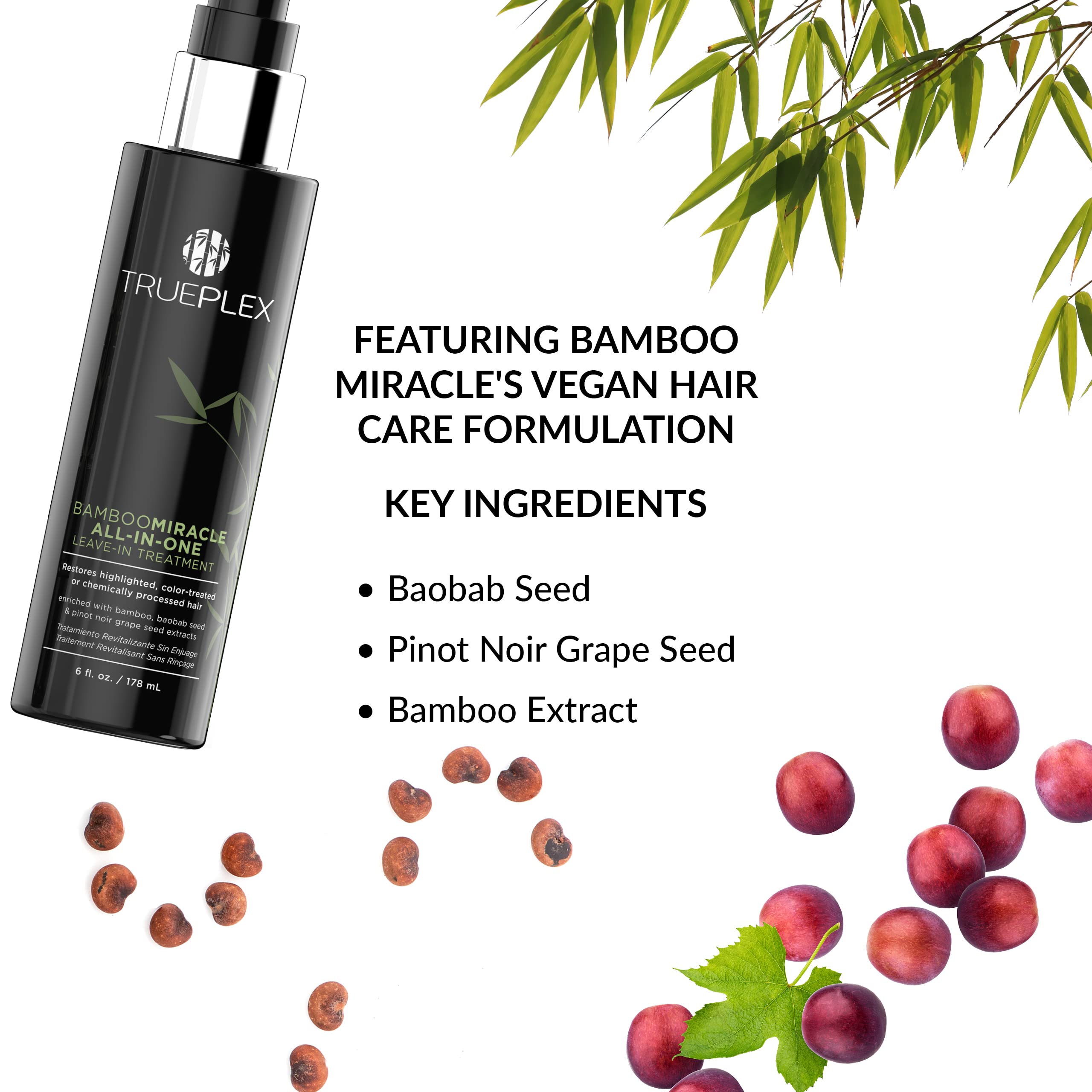 KERATHERAPY Trueplex Bamboo Miracle All-In-One Conditioning Treatment, 6 oz., 178 ml - Vegan Leave in Hair Strengthener with Baobab, Grape Seeds & Bamboo Extract for Color Treated, Dry & Damaged Hair
