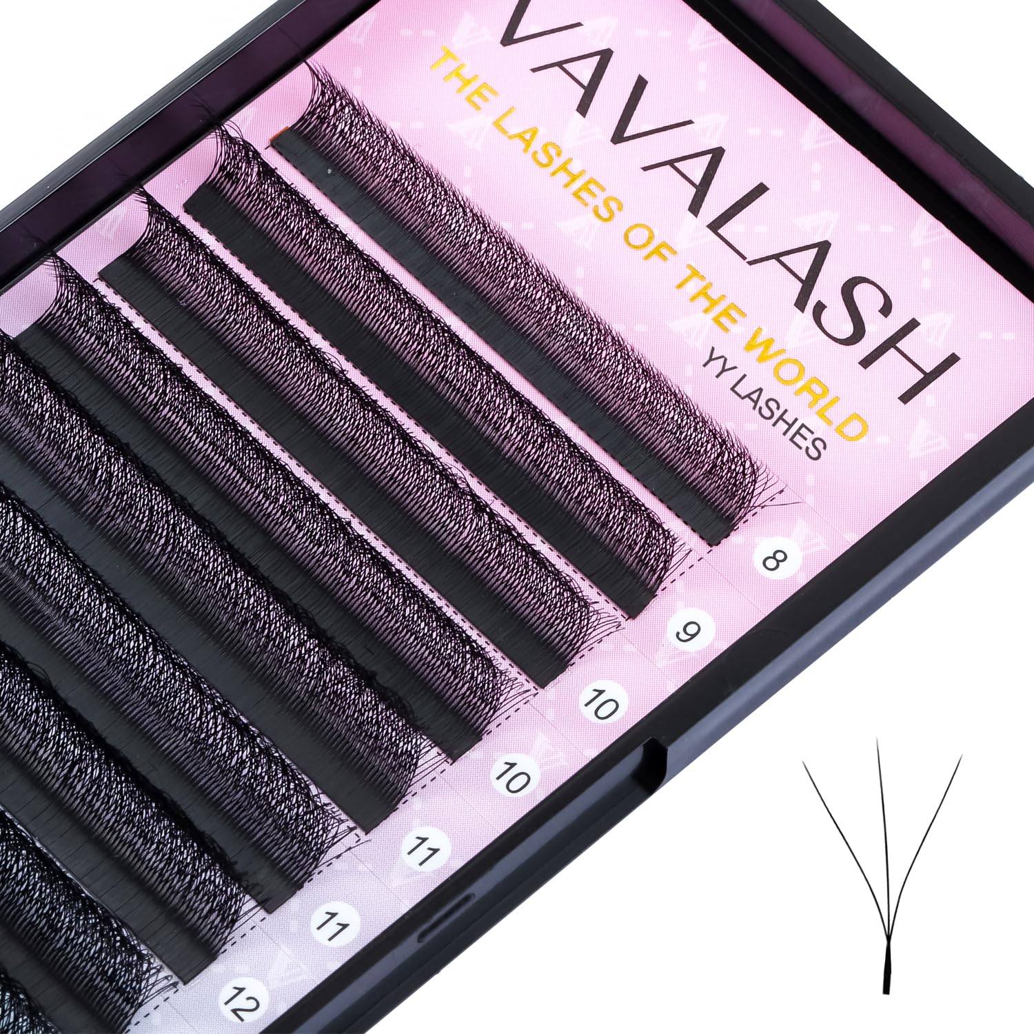 VAVALASH W-shaped Eyelash Extension 3D Premade Fans 0.07 D Curl Volume Lash Extensions Easy Fanning Lashes Matte Black Volume Premade Cluster W Lashes(W Shaped-3D-0.07-D-8mm)