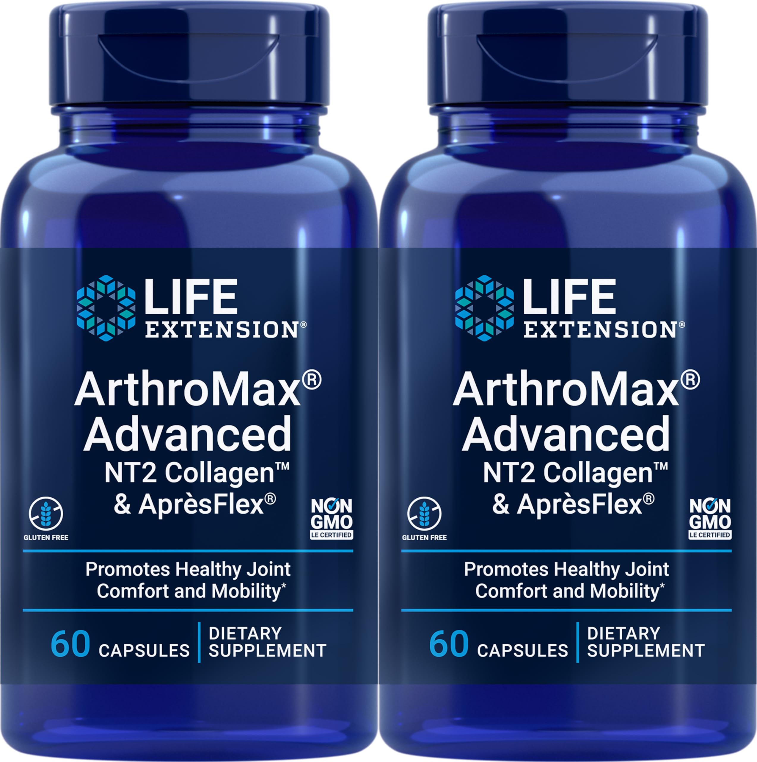 Life Extension ArthroMax Advanced with NT2 Collagen & ApresFlex, 60 Capsules (Pack of 2)