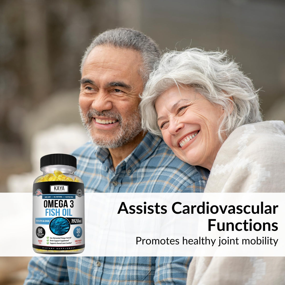 Kaya Naturals Omega 3 Supplement - Nature Made Omega 3 Fish Oil - 100% Pure Sea-Harvested Pelagic Fish Oil with No Fishy Aftertaste - Fish Oil - 60 Count Softgels