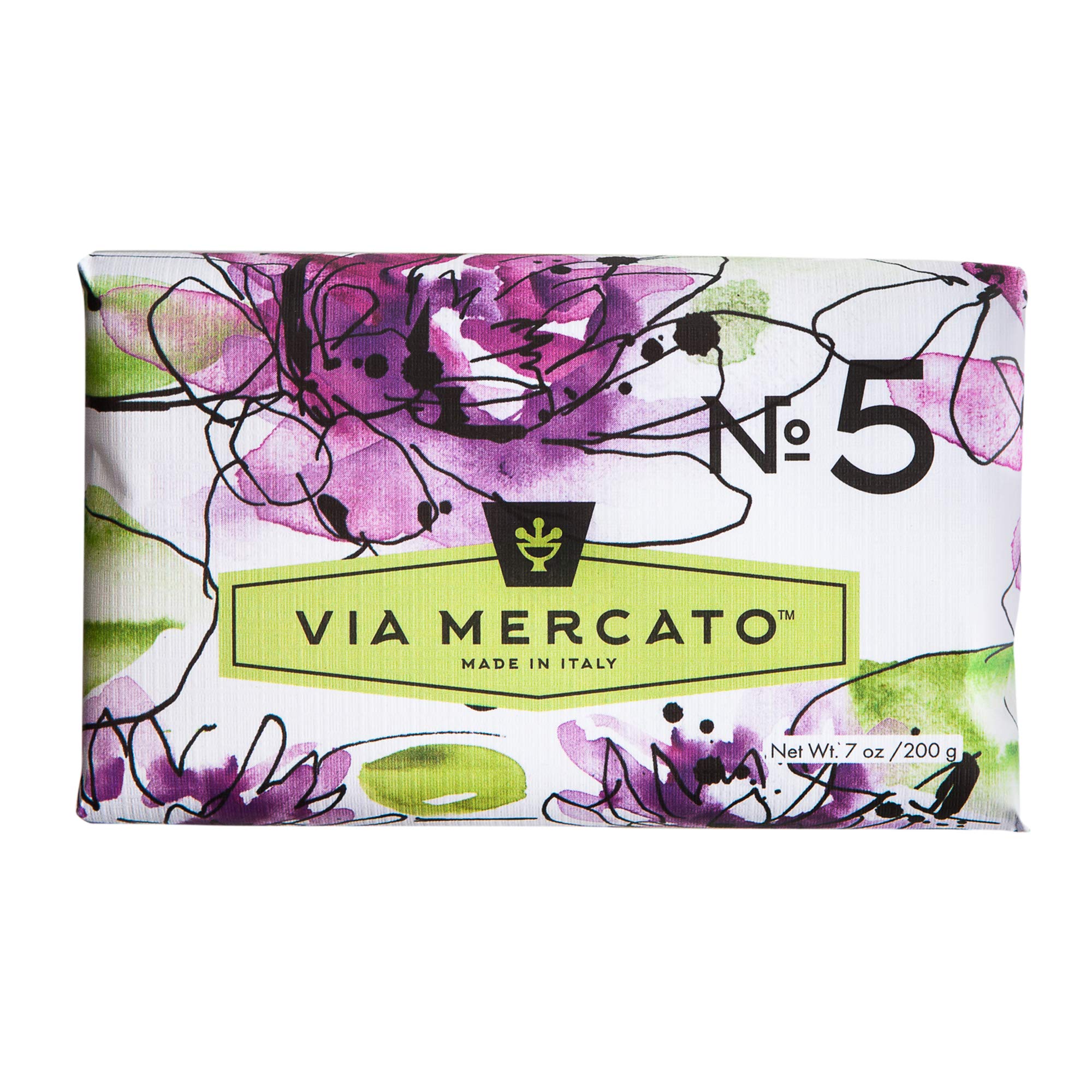 Via Mercato Italian Soap Bar (200g), No. 5 - Waterlily and Sandalwood
